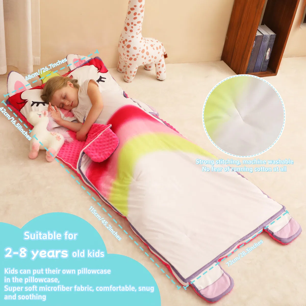 Tapis de Couchage pour Enfant - Pliable et Portable - pour garçons et Filles - pour la Maternelle, Les Voyages, Le Camping