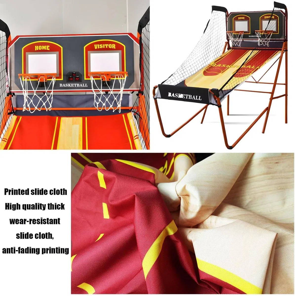 Panier de basket-ball électronique pliable avec double machine de tir et 5 ballons de basket-ball pour enfants et adultes