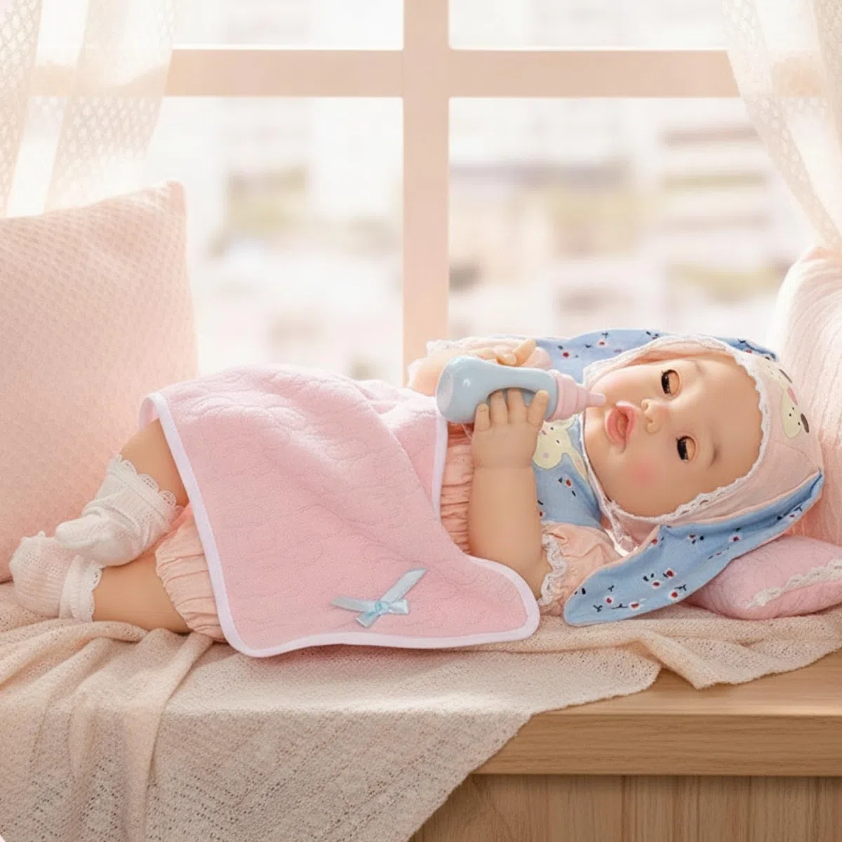 Poupée Bébé avec Tétine Interactif Poupée Interactive Sonore Bébé avec Accessoires pour Enfants, Tout-Petits