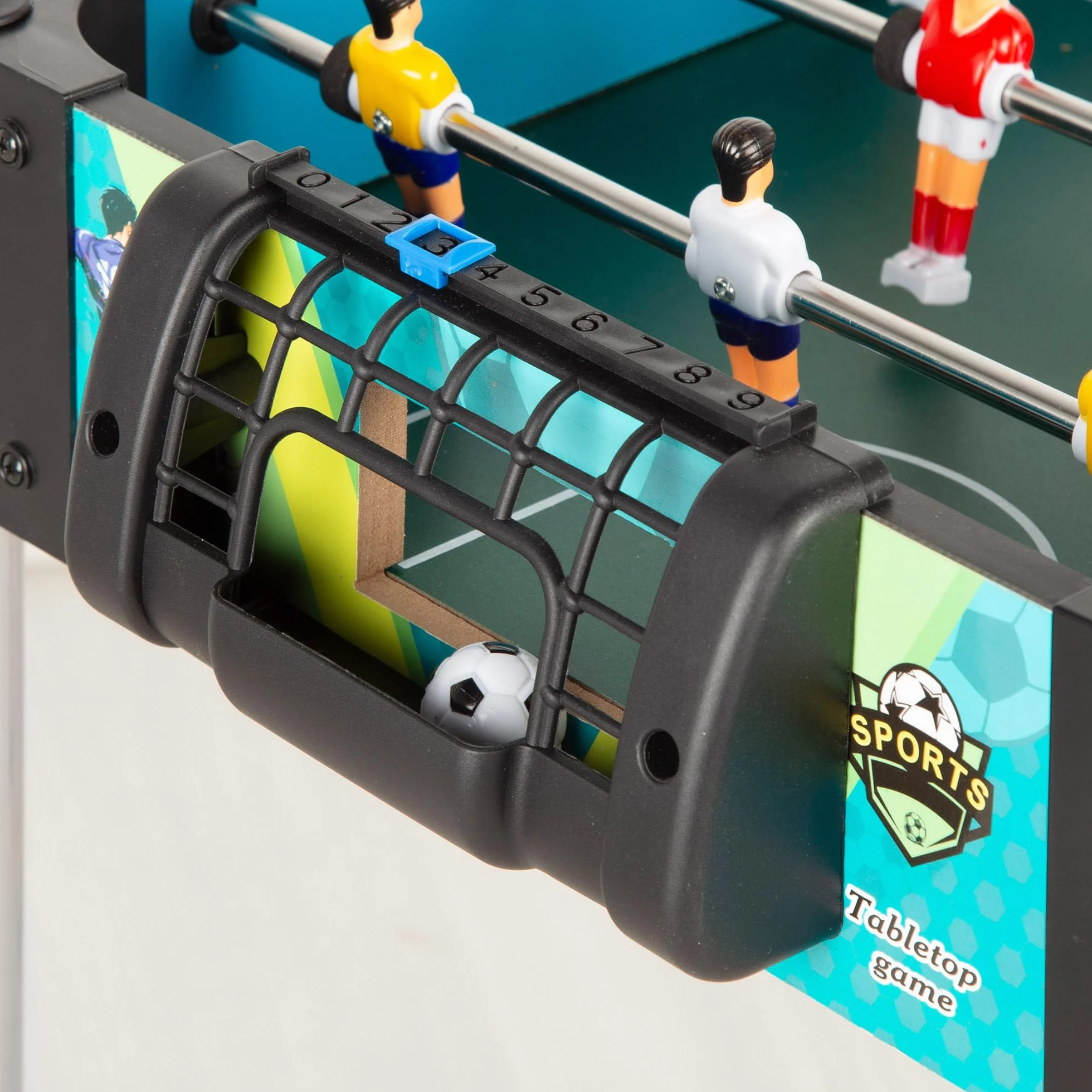 ColorBaby CB Games 39468 Baby-Foot en Plastique résistant, 18 Joueurs, avec marqueurs manuels, pour 2 Personnes, Baby-Foot pour Enfants