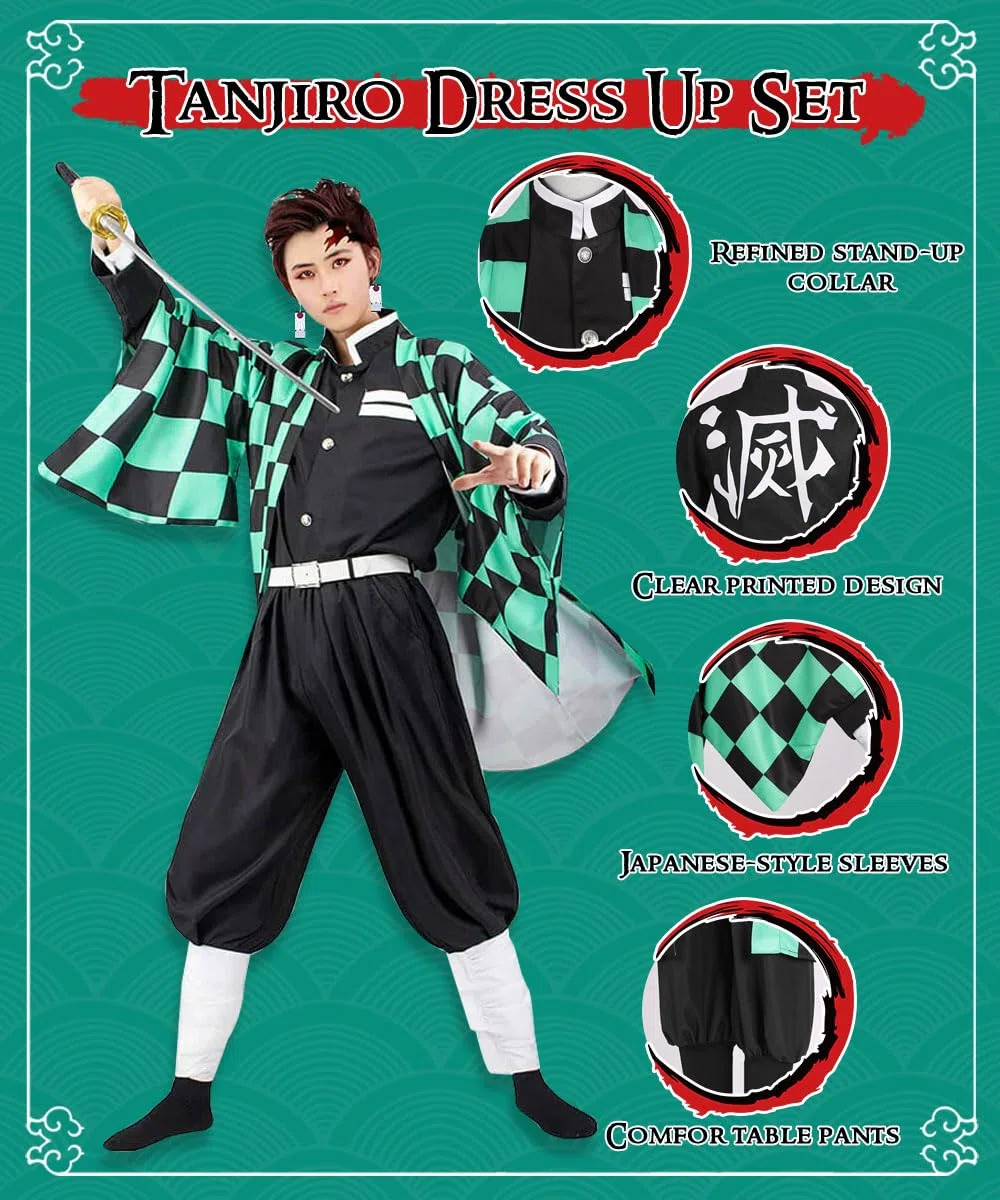 Cosplay Nezuko Tanjirou, Déguisement Kamado Nezuko Tanjirou Kochou Shinobu Mitsuri, Cadeau pour Enfants Adulte, Ensemble de Cape Kimono pour Carnaval Halloween