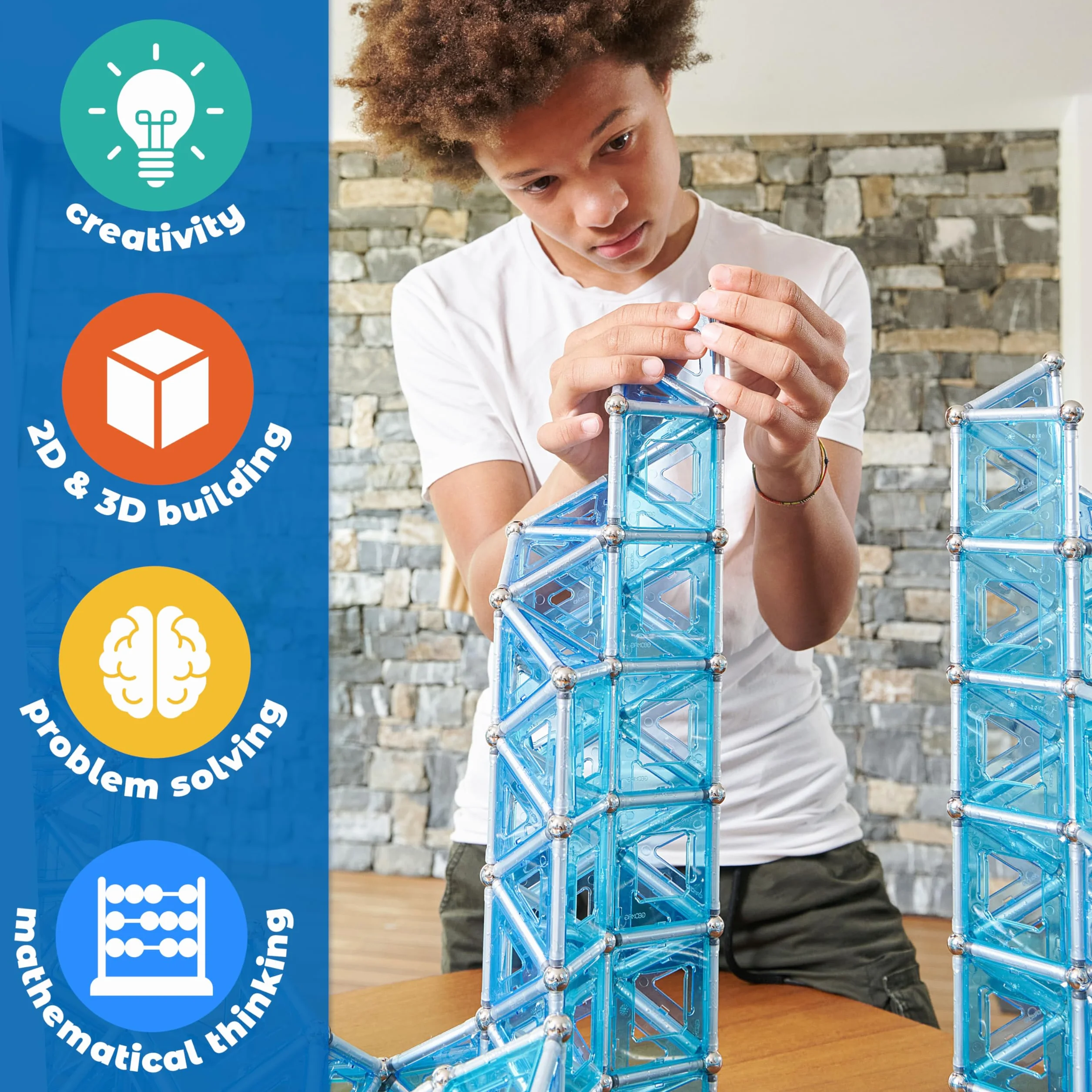 GEOMAG - Pro-L 110 Pcs, Construction Magnétique Enfant avec Barres, Billes et Panneaux, Polarité Visible, Jouet Enfant 8 Ans +, Jeu de Construction STEM Éducatif, Idée Cadeau Noël Anniversaire