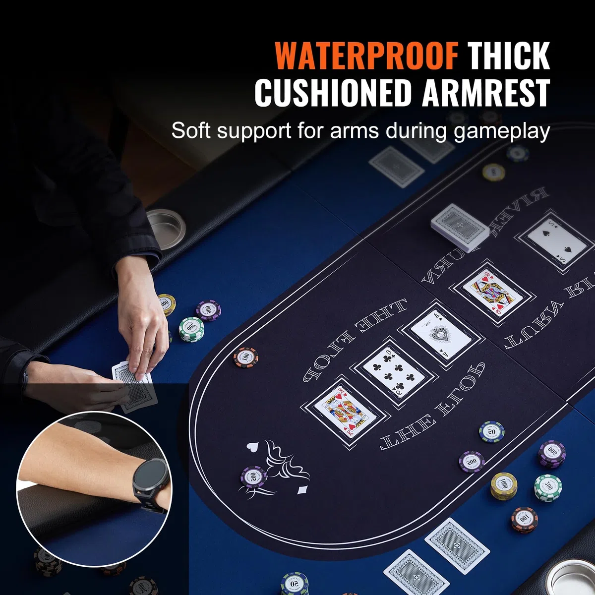VEVOR Table de Poker Pliable 183 cm pour 8 Joueurs Table de Casino Blackjack Texas Holdem avec Rails Rembourrés et Porte-Gobelets en Acier Inoxydable Table de Jeu de Cartes Jeu de Société Maison