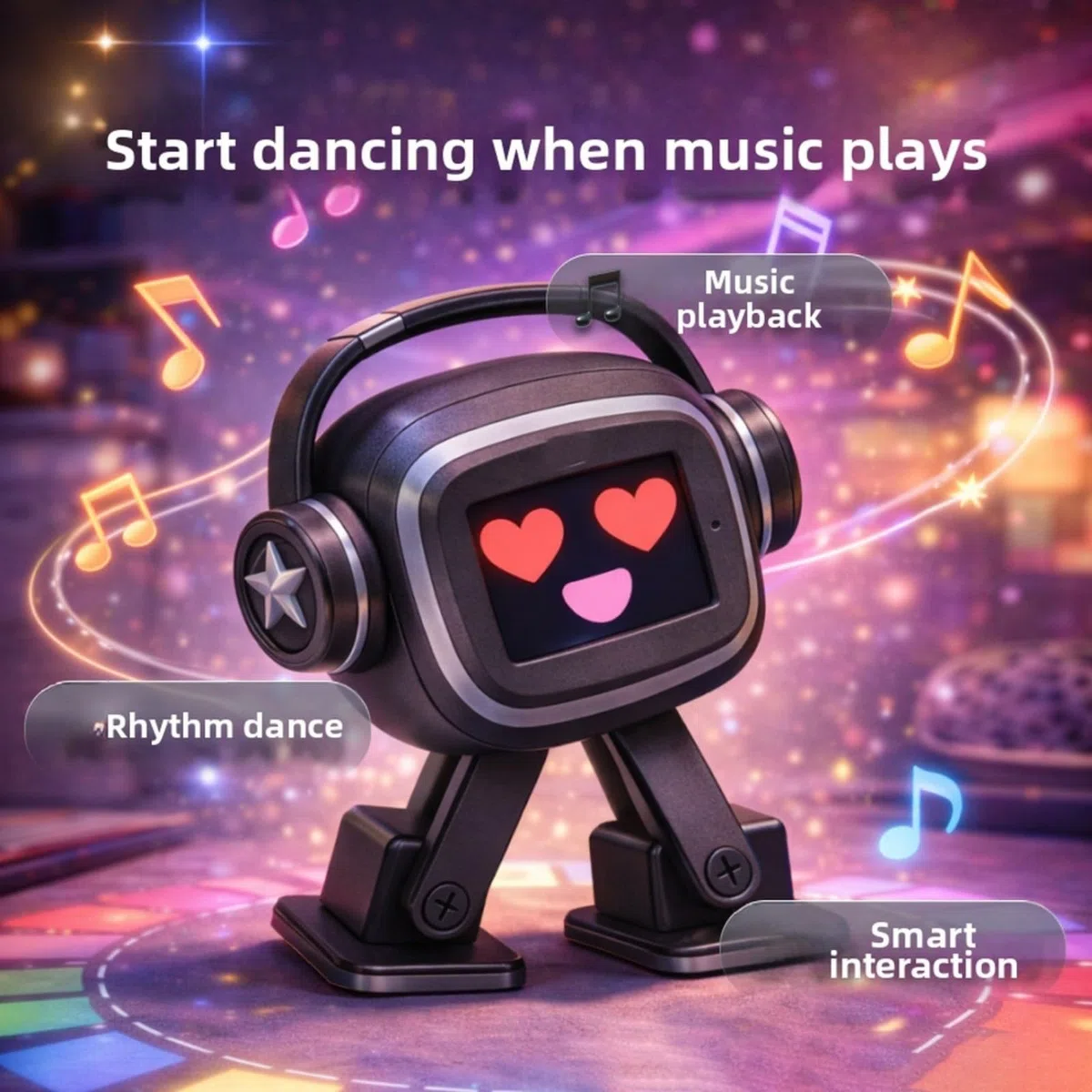 AI Chatbot Robot avec interaction émotionnelle, chant et danse, commande vocale pour la maison pour compagnon (noir)