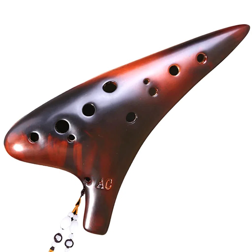 Instrument d’ocarina, Ocarina 12 trous AC SF SG SC Flûte en céramique avec boîte marron transparent