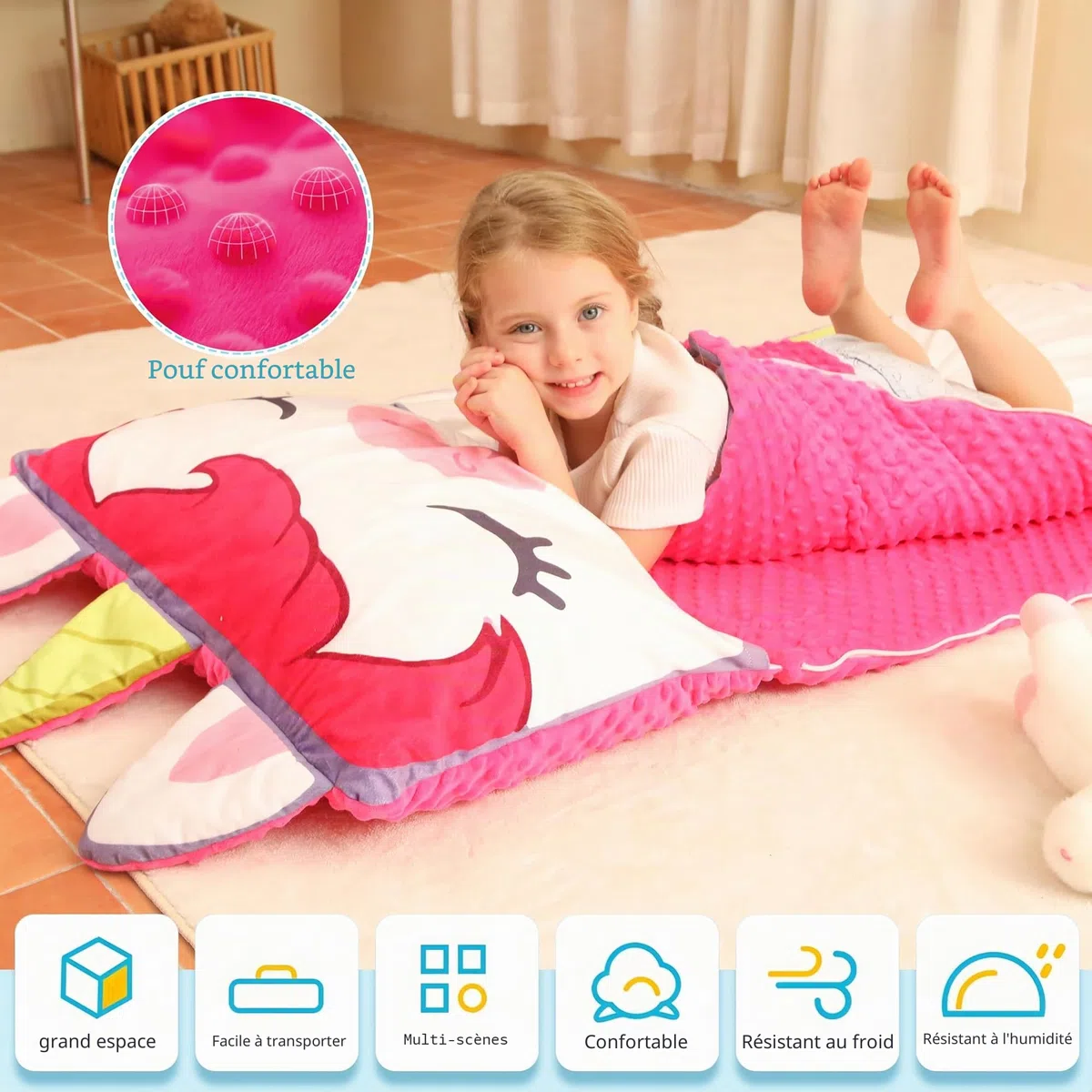 Tapis de Couchage pour Enfant - Pliable et Portable - pour garçons et Filles - pour la Maternelle, Les Voyages, Le Camping