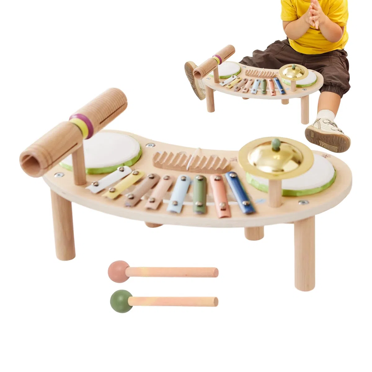 Batterie Enfant 7-en-1 Xylophone Enfant bois