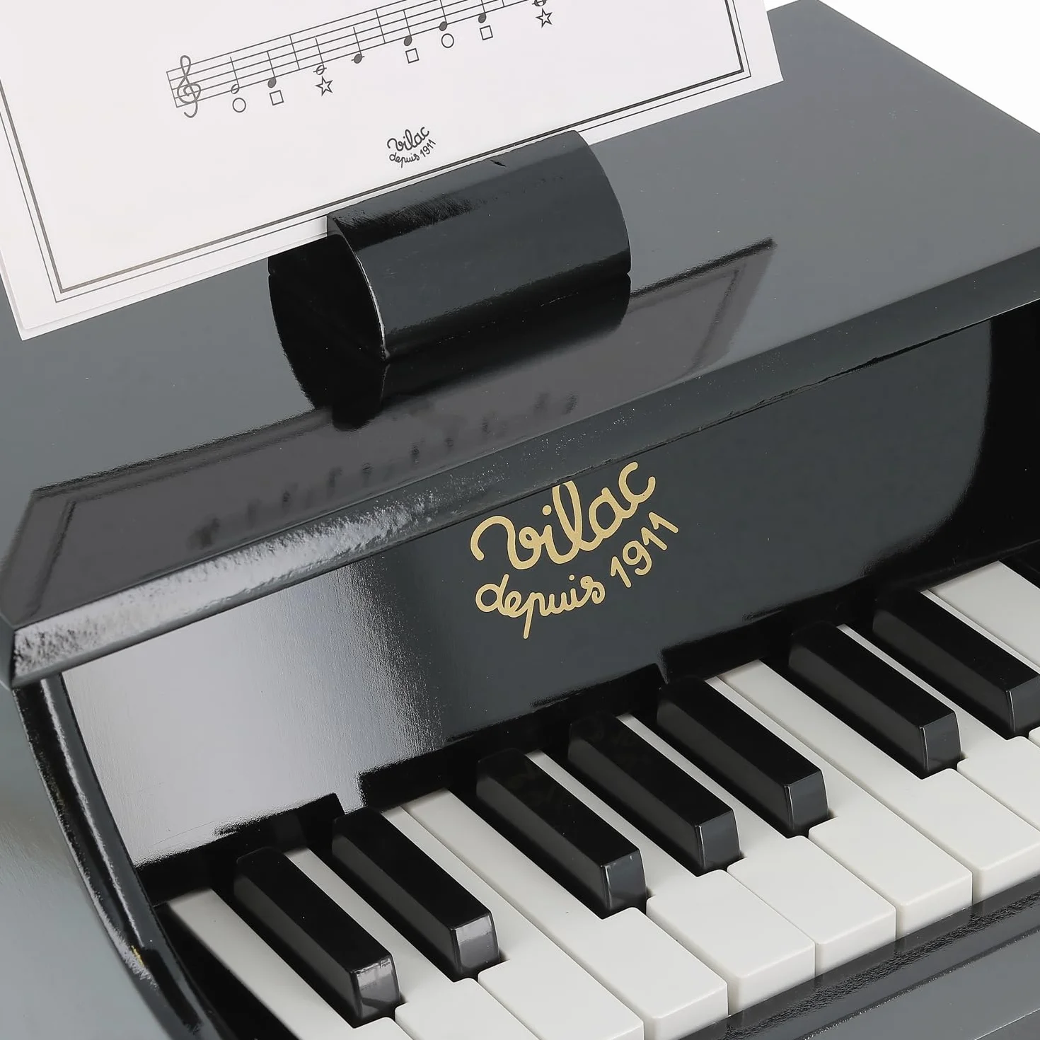Vilac - jouet en bois - Instruments de musique - Piano Noir Avec Partitions - 8296
