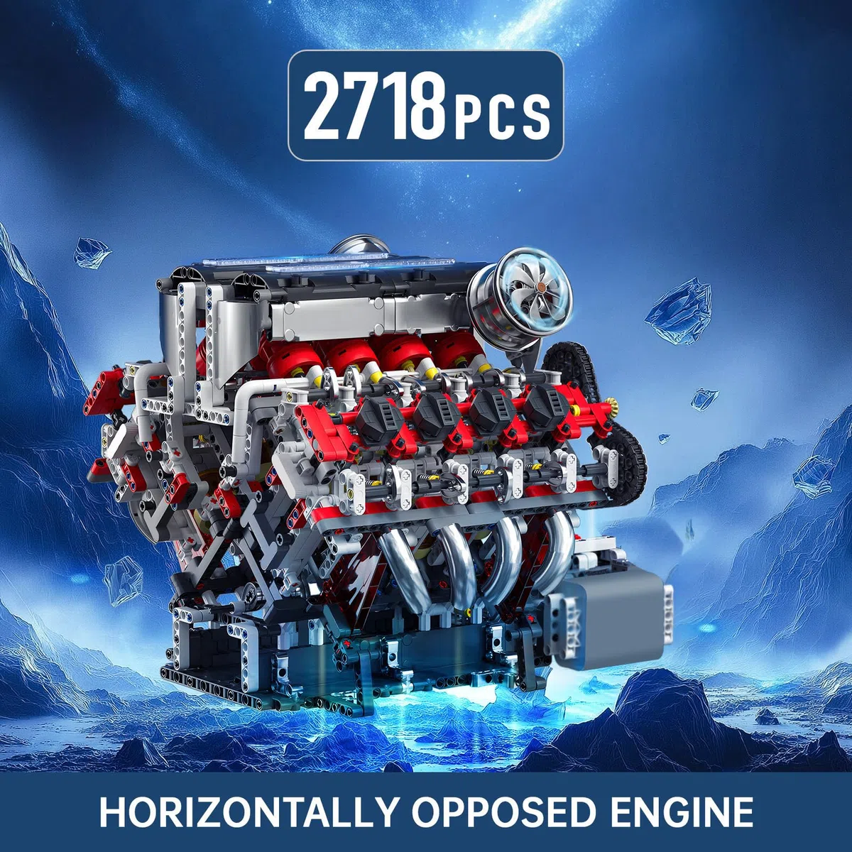 Mould King 10130 Technique V8 Kit de Construction F488 Voiture Moteur Modèle Blocs de Simulation avec Moteur Fonctionnel pour Adultes (2718 Pièces)