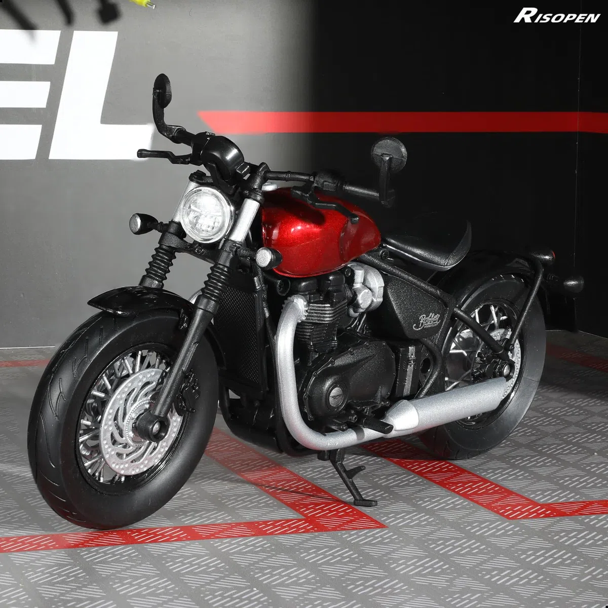 Compatible pour Triumph Bobber Bonneville 1/12 Modèle de Moto en Alliage moulé sous Pression Aucun Assemblage requis Mini Moto Collection Adulte (Rouge)