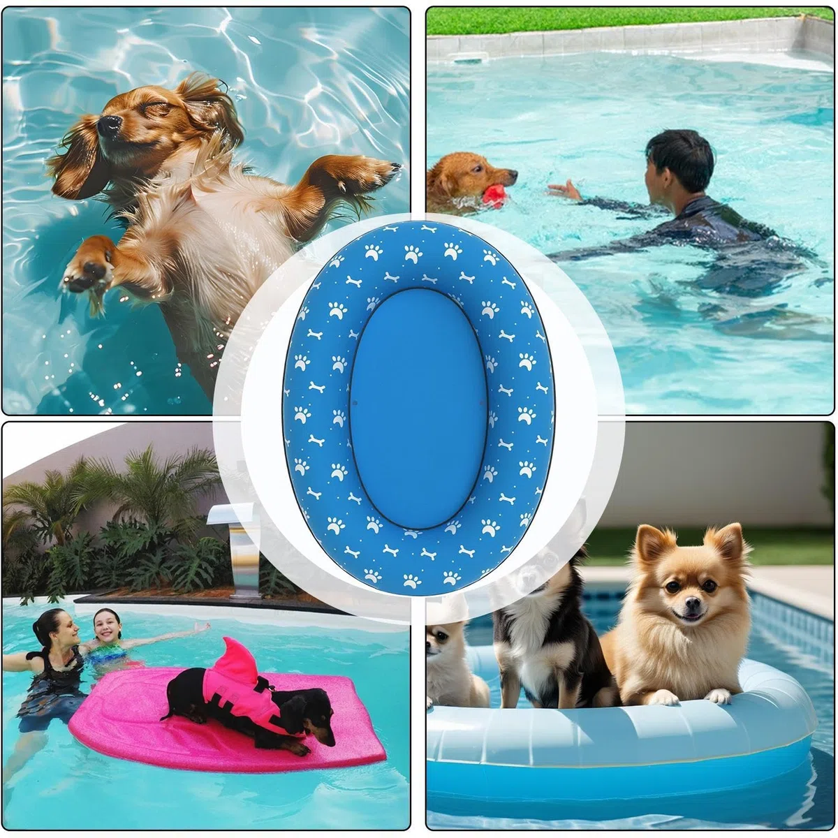 Raft pour Chien Tapis Antidérapant Gonflable | Piscine pour Chiots Pour Propriétaires de Chiens, Éducateurs, Plage Lac Rivière Jardin Parc Club