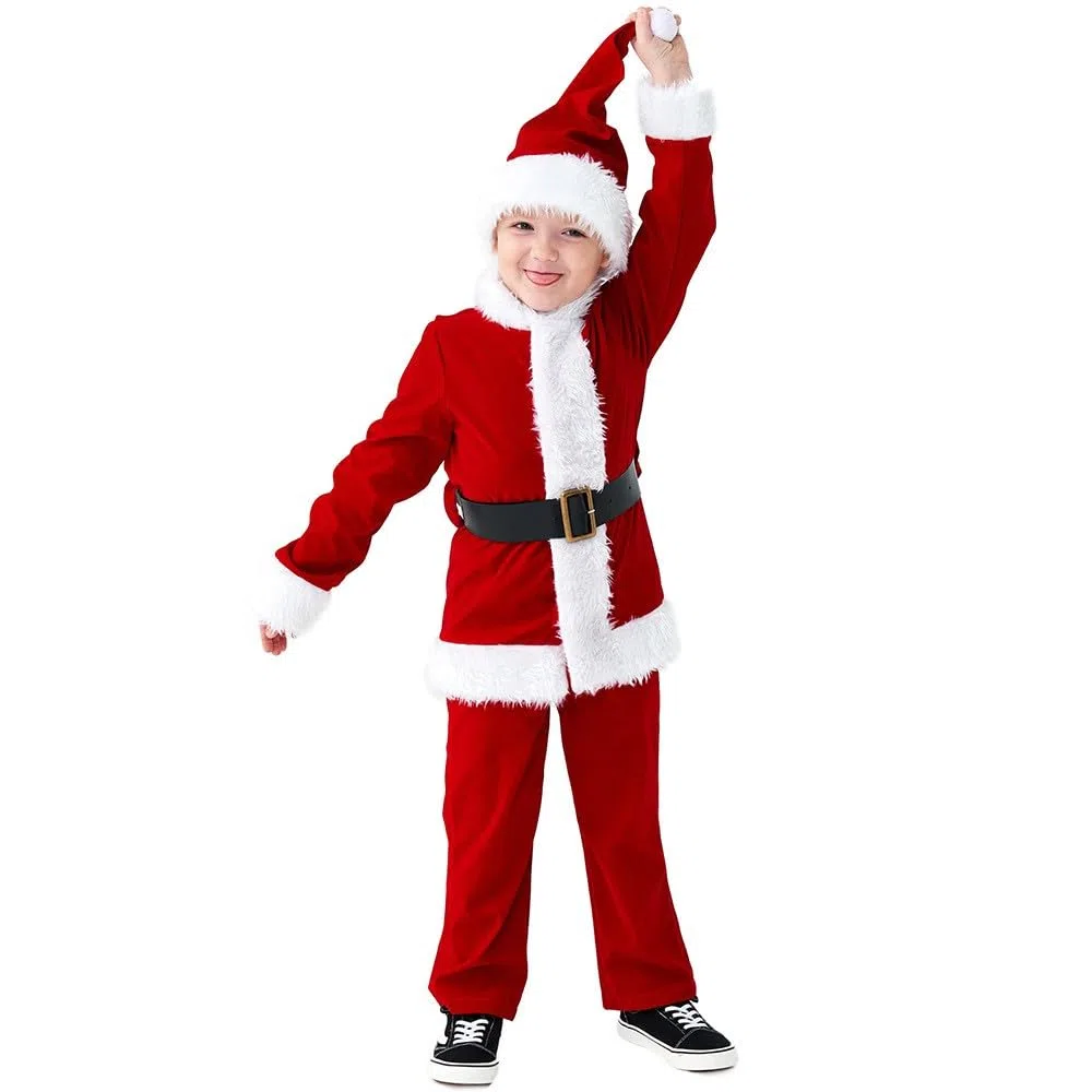 Generisch Costume de Père Noël pour enfant - Costume de fête - Costume de Noël sur scène - Costume de Père Noël - Fête de Noël pour enfants