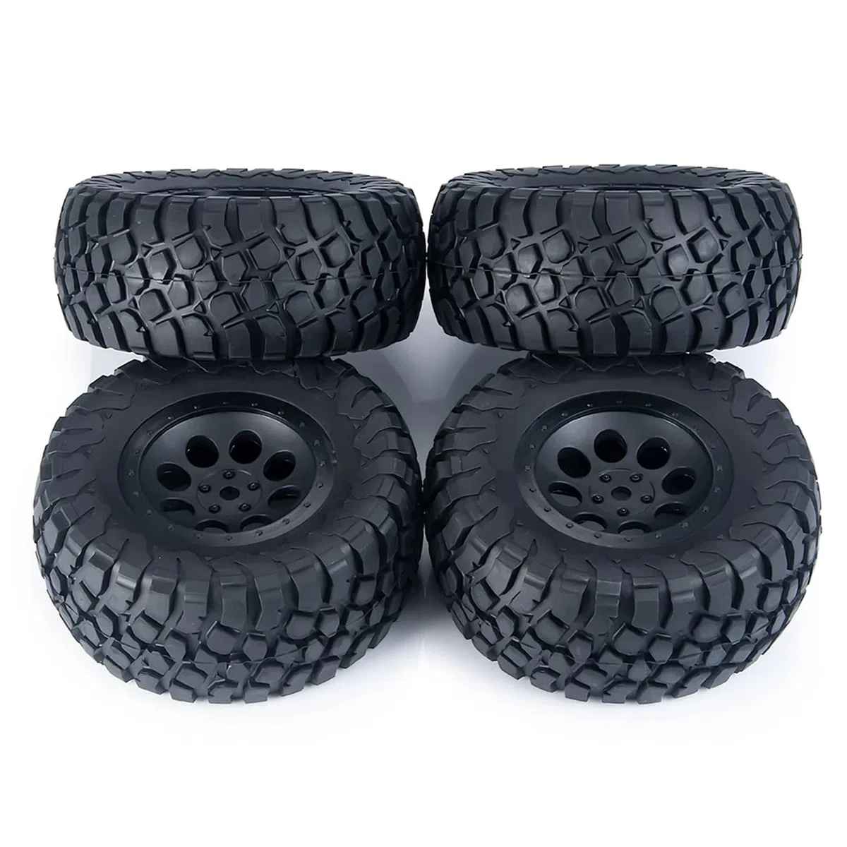 RC Pneus Jante Compatible avec Slash pour VKAR 10SC 1/10 RC, Pièces De Mise À Niveau De Voiture De Course Courte, 4 Pièces, Pneus en Caoutchouc 110x47mm, Jeu De Jantes en Plastique