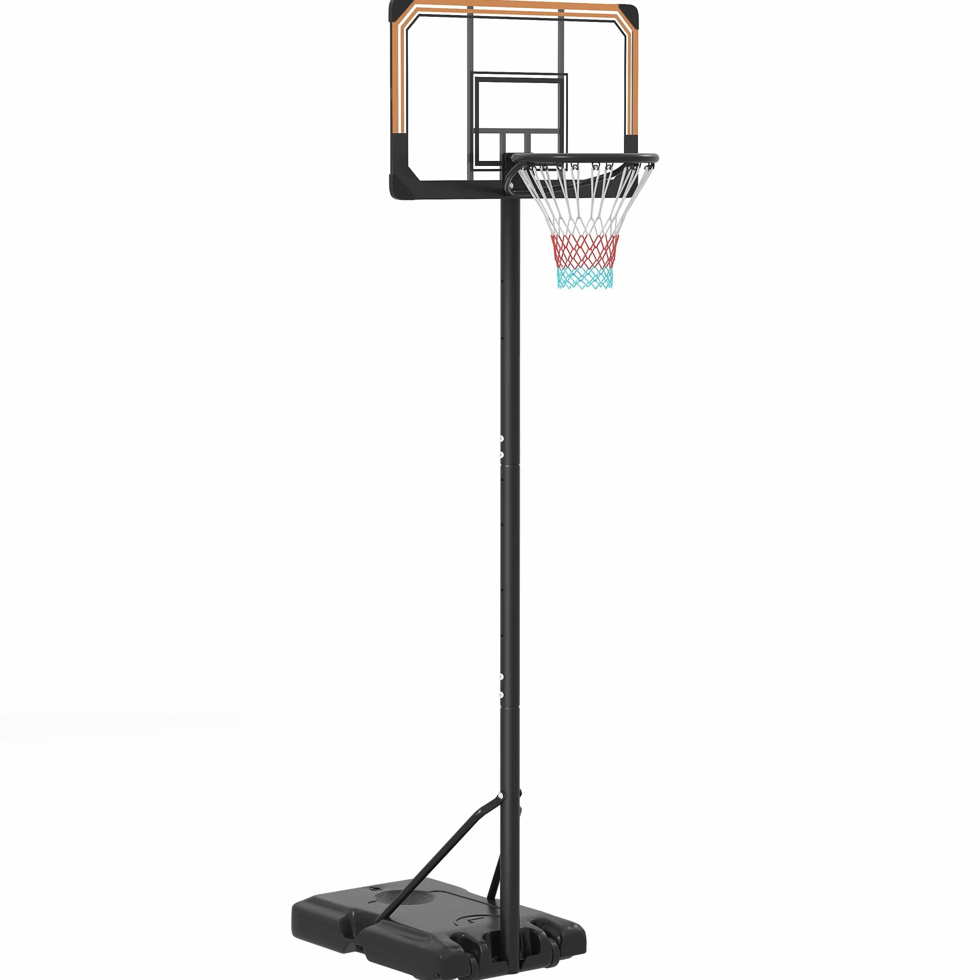 SPORTNOW Panier de Basket sur Pied, Hauteur réglable 235-264cm, Panier de Basket-Ball avec Base lestée, roulettes, Panneau arrière Solide, Noir