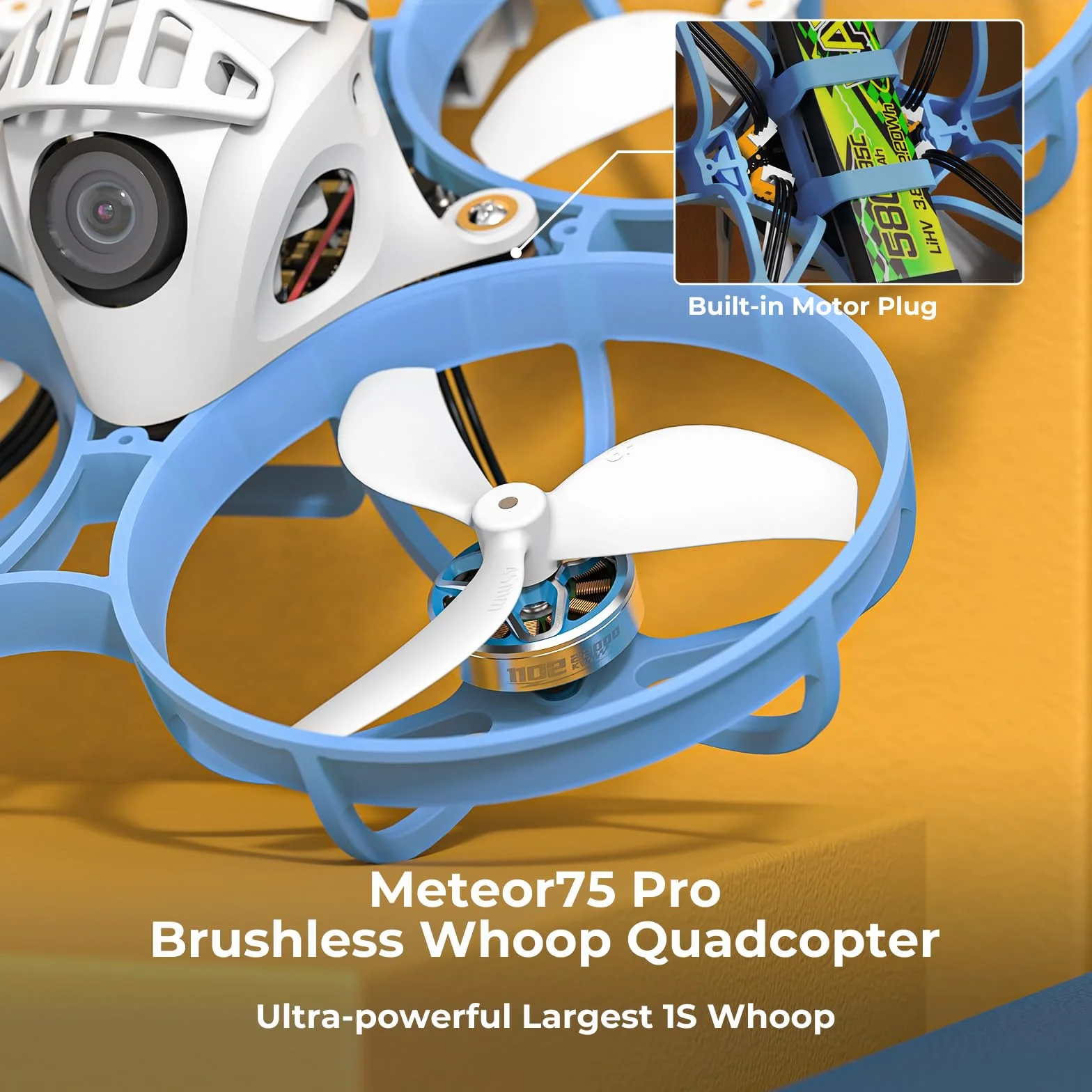 BETAFPV Meteor75 Pro Matrix 1S Brushless Whoop Quadcopter for FPV Racing | 5IN1 FC, 1102 22000KV, 45mm 3-B Prop for FPV Freestyle Racing Indoor Outdoor, Fly Time Up to 6.5Min with LAVA II 1S 580mAh