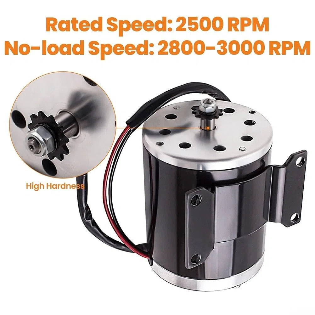 Moteur électrique 500 W 24 V DC ZY1020 à couple élevé pour scooter, kart minibike, projets de bricolage, 107 mm