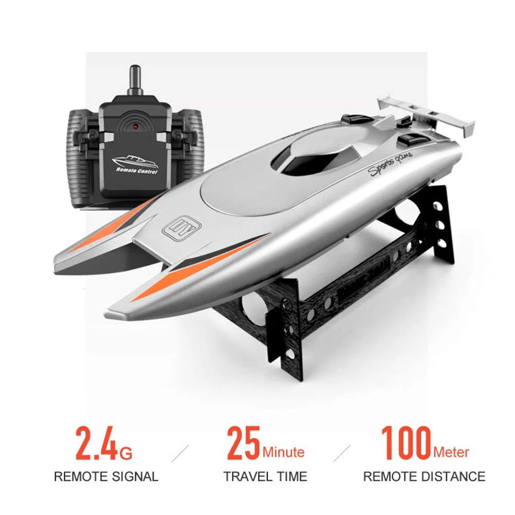 Bateaux RC pour Enfants Adultes 30KM / H Bateau de Course à Grande Vitesse 2 canaux 2.4G Bateaux télécommandés Radio pour Bateau de Course en Piscine