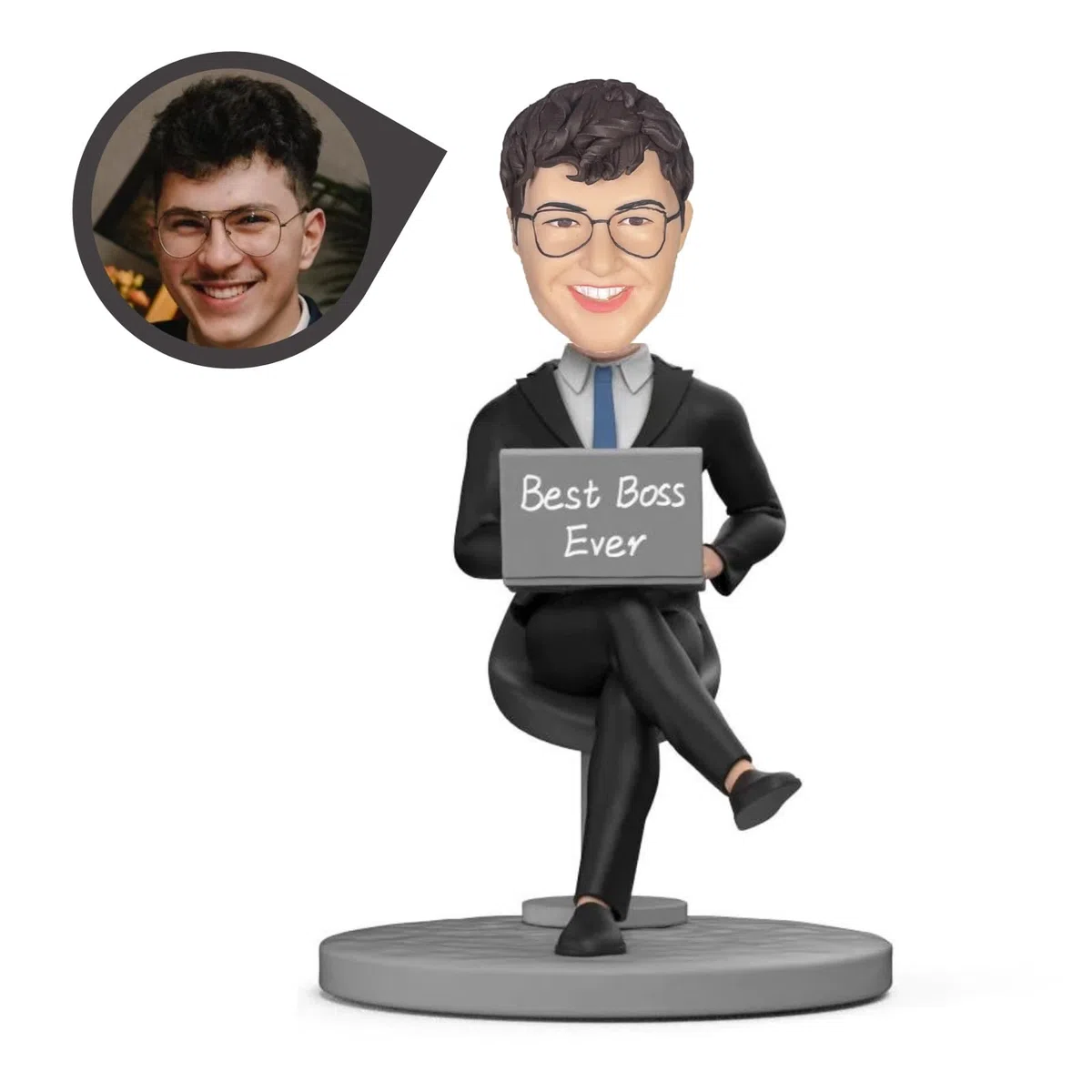 Figurines Bobbleheads Boss Man Personnalisées - Faites à la Main, Tête Pompon à Partir de l'Image, Haute Similarité - Cadeau Amusant et Unique