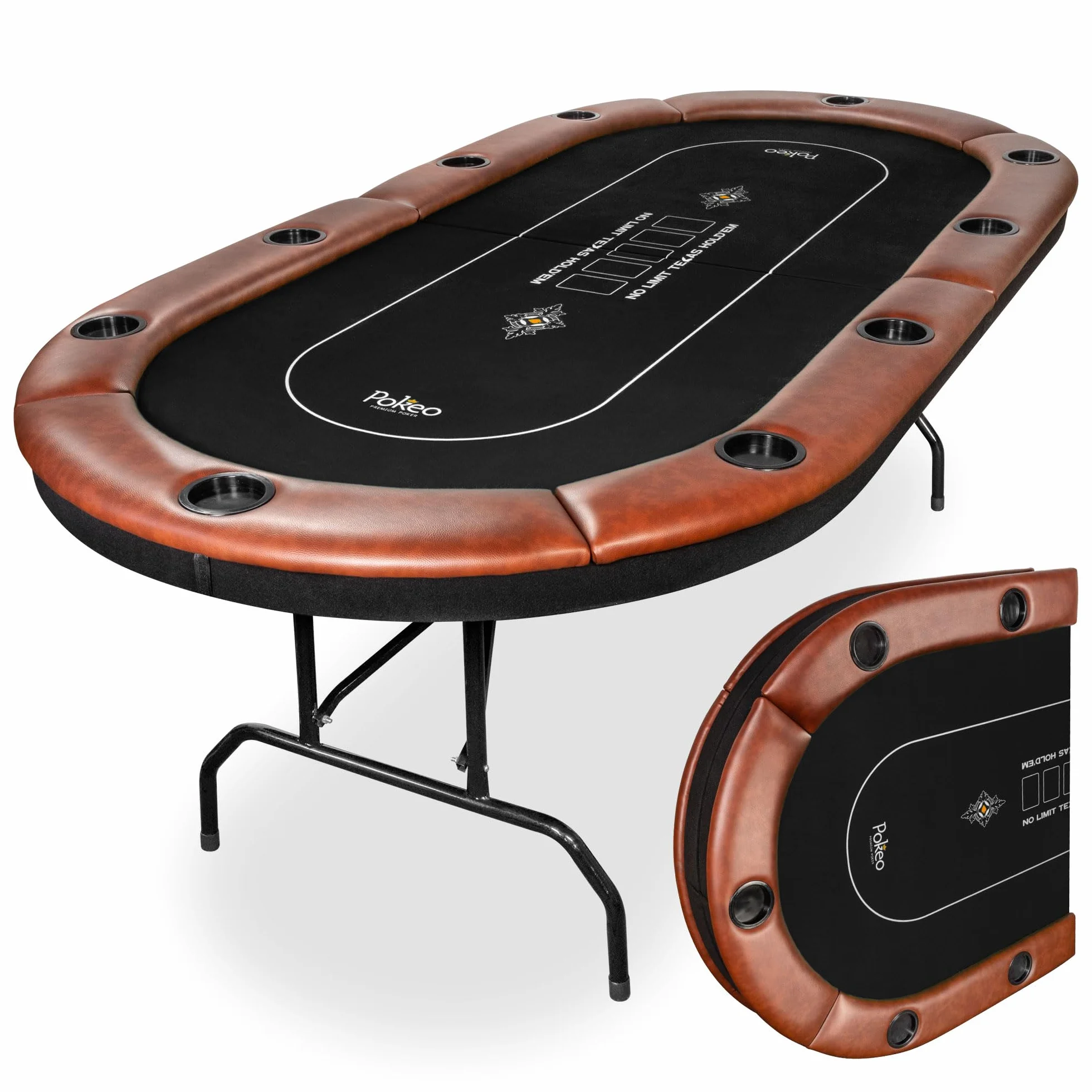 Table de Poker 10 Joueurs – Table Poker Pliable – Tapis Noire – Compacte et Facile à Ranger – pour Jetons et Jeu de Cartes – Tables de Poker Pliante