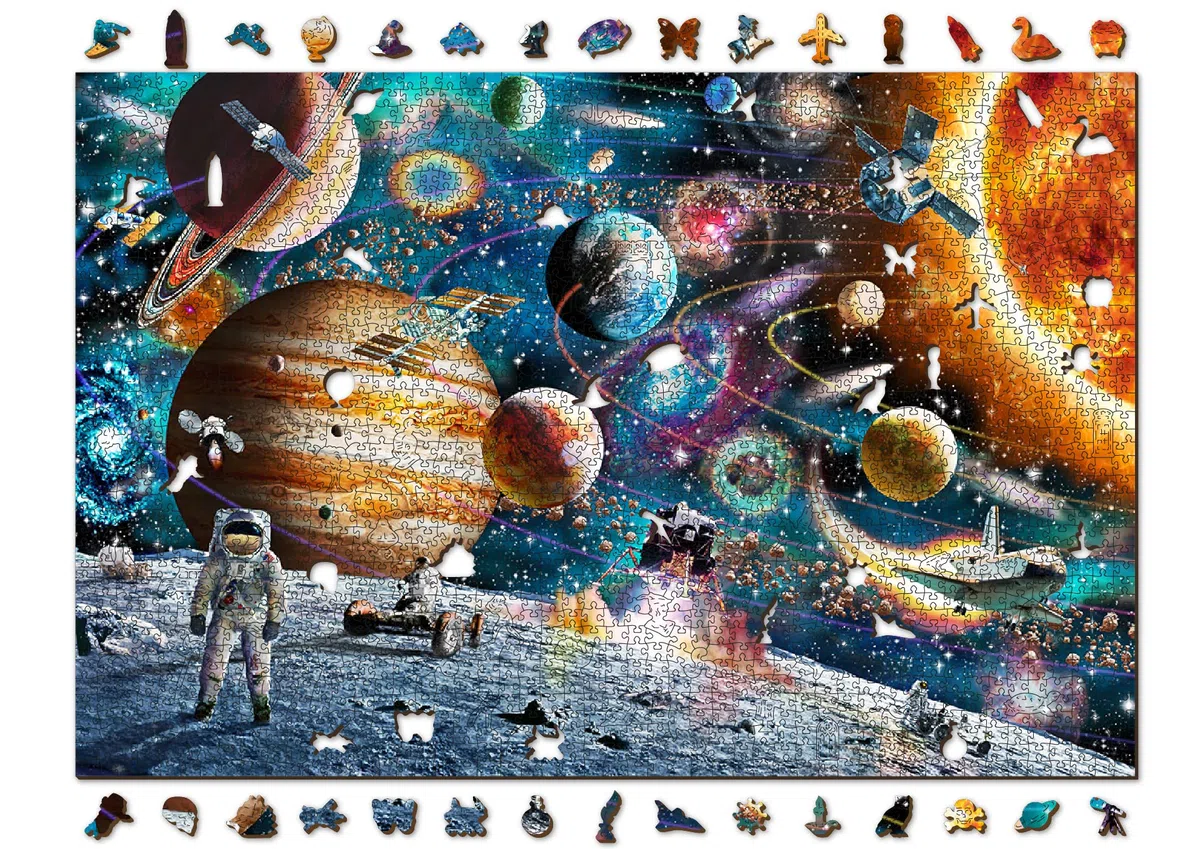 Wooden.City Puzzle en bois de 2000 pièces - Odyssée de l'espace - Unique et insolite avec des pièces formées Puzzle mosaïque défi pour enfants et adultes Cadeau d'anniversaire incroyable 801 x 532 mm