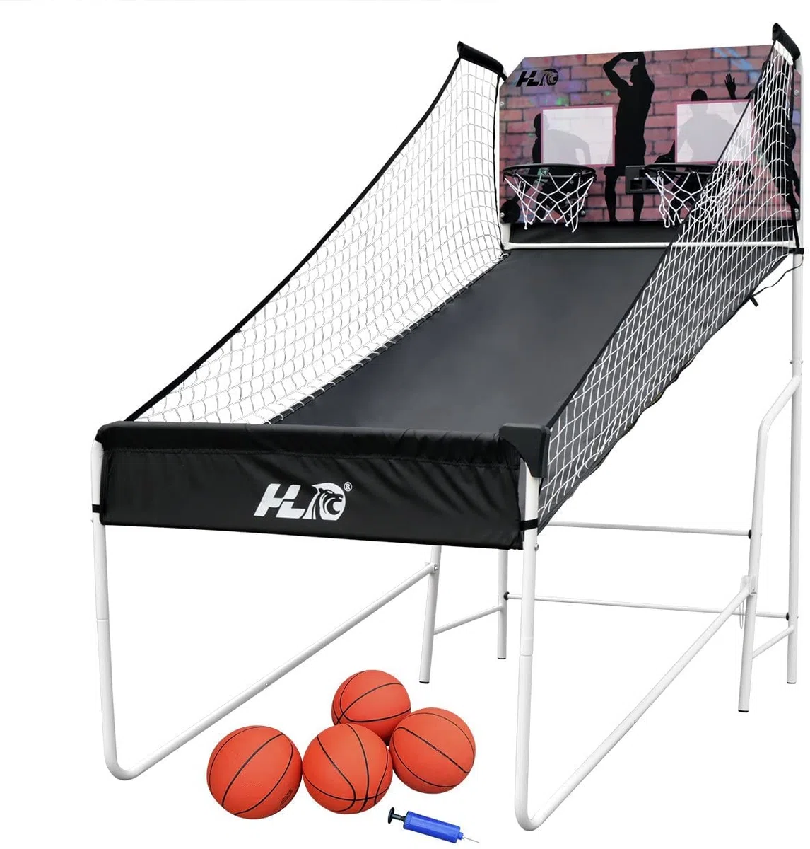 Jeu de Basketball Arcade Électrique avec 2 Paniers, Jeu Basket Double Intérieur et Extérieur Interactif à 8 Options des Jeux