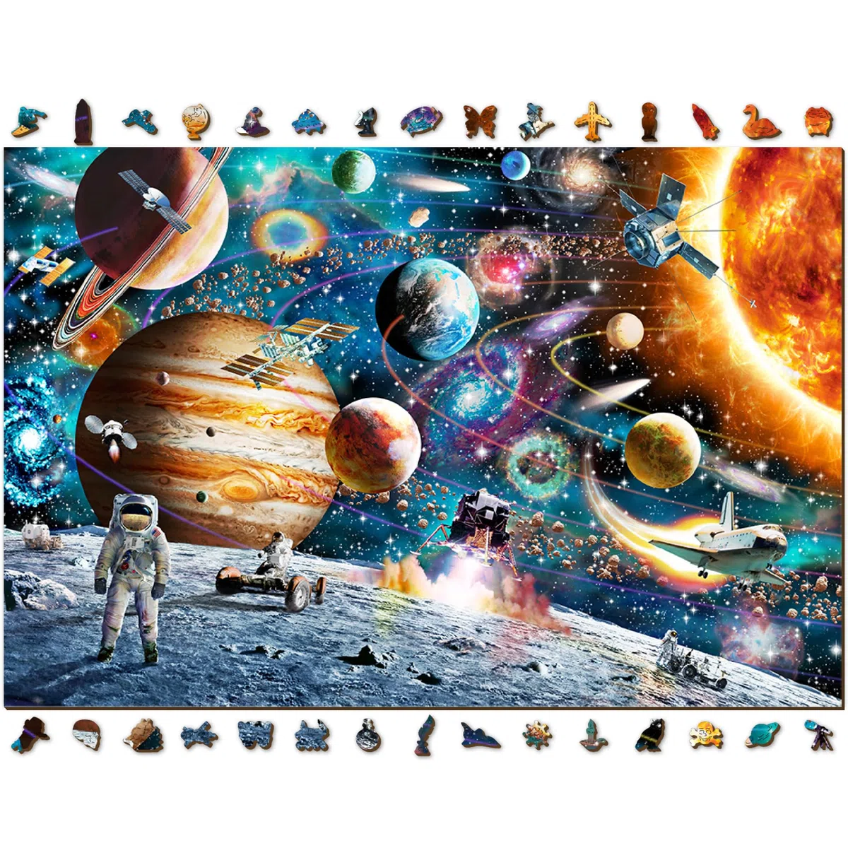 Wooden.City Puzzle en bois de 2000 pièces - Odyssée de l'espace - Unique et insolite avec des pièces formées Puzzle mosaïque défi pour enfants et adultes Cadeau d'anniversaire incroyable 801 x 532 mm