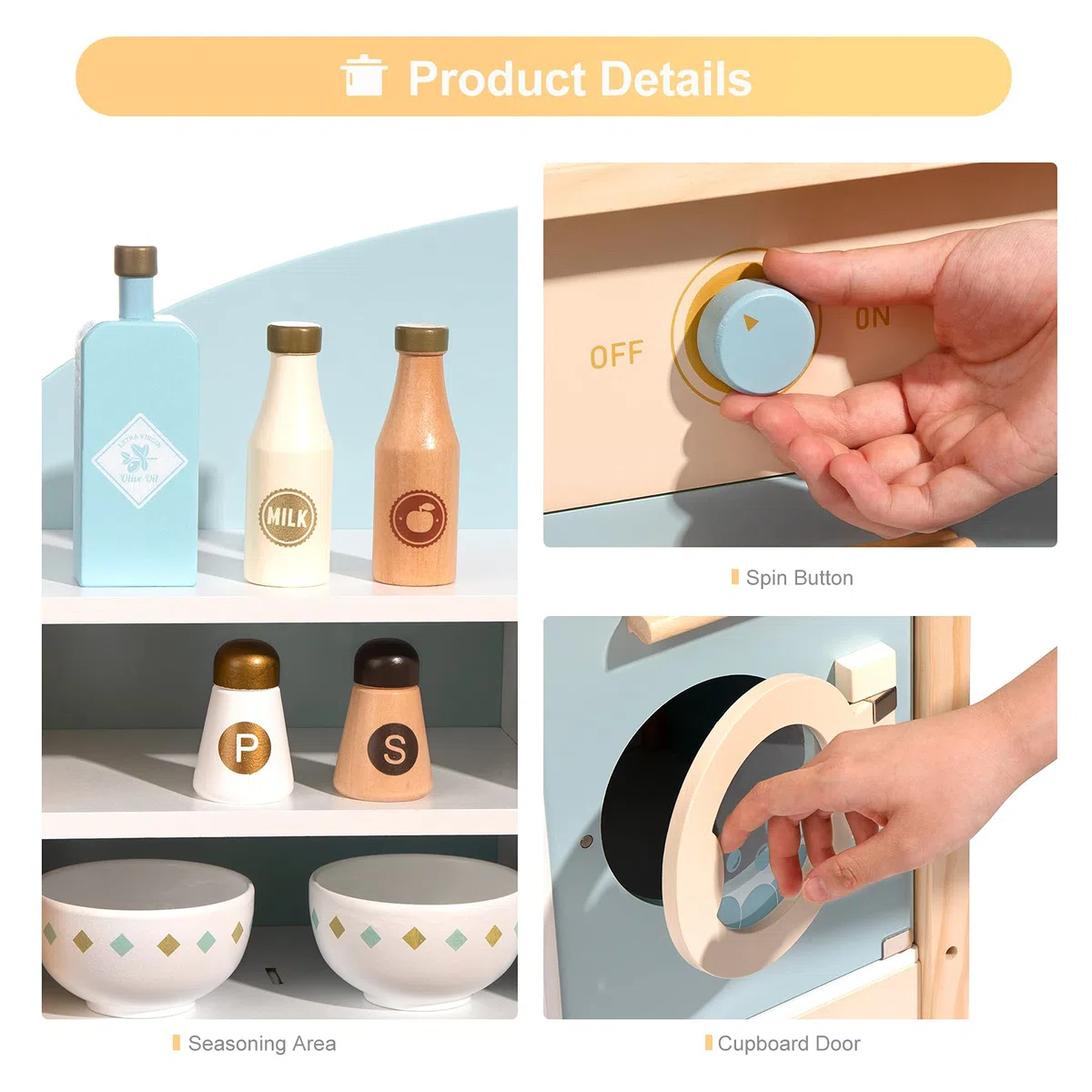 ROBUD Cuisine Enfant en Bois | Jouet De Cuisine pour Filles Et Garçons, Cuisine en Bois Enfant Jouet De Jeu De Rôle pour Enfants De 3 à 6 Ans, Garçons Filles Cadeaux