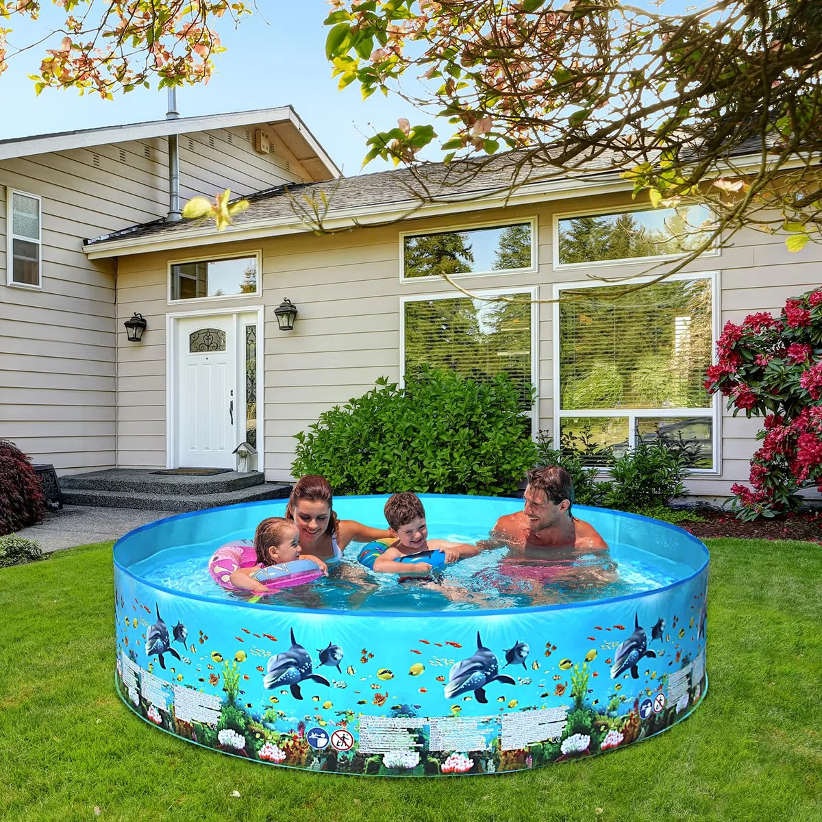 TOPWAYS Piscine d'été pour enfants - Pataugeoire rectangulaire non gonflable - 183 x 38 cm - 15 gallons - Pour enfants et bébés