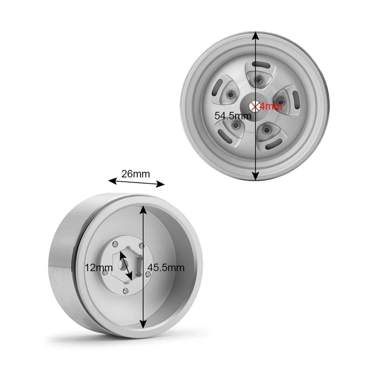 Accessoires RC pour Axial pour SCX10 90046 CC01 D90 pour TRX4 F350 pour TRX6 1/10 4 Pièces 1.9 Pouces Jantes À Billes Jantes De Voiture sur Chenilles RC Moyeux