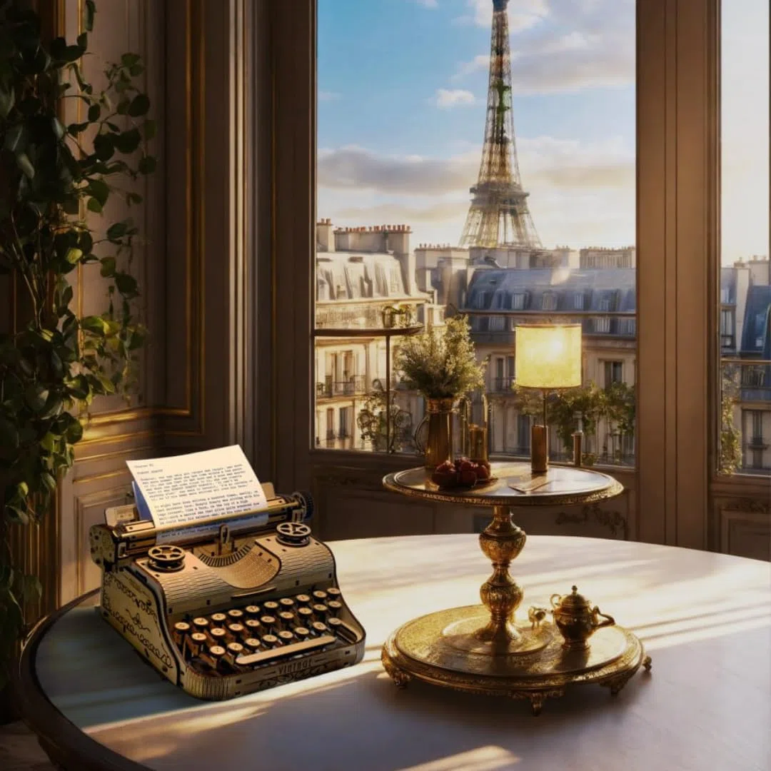 EWA Eco-Wood-Art - Typewriter- Puzzle 3D en Bois - Casse-tête pour Adultes et Adolescents -à Monter soi-même sans Colle- 453 pièces