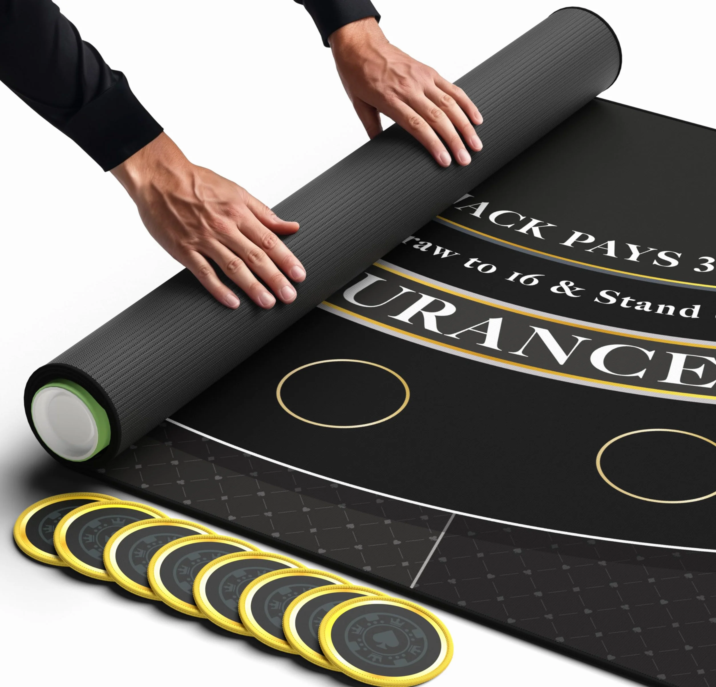 Newverest Tapis de Blackjack, Dessus de Table de Blackjack pour soirées de Jeu à la Maison avec des Amis | Dessus de Table de Casino Black Jack, Disposition du Tapis de Poker dans Un