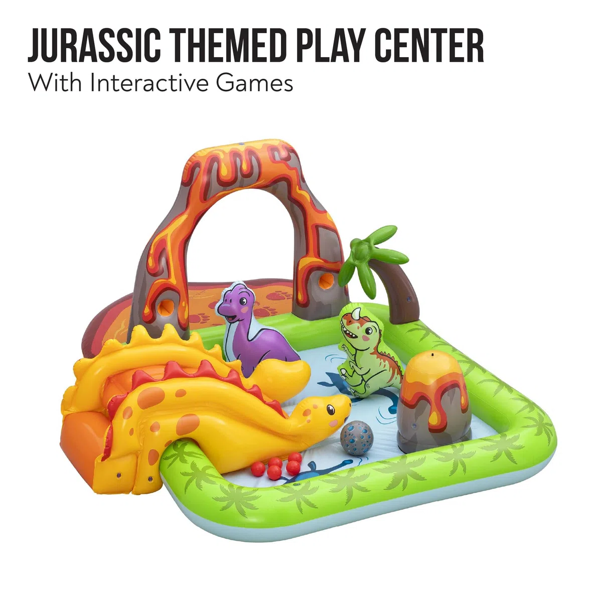 Bestway Aire de Jeux Aquatiques et pataugeoire Gonflable Volcano Springs pour Enfants 2,62 m x 1,88 m x 1,02 m