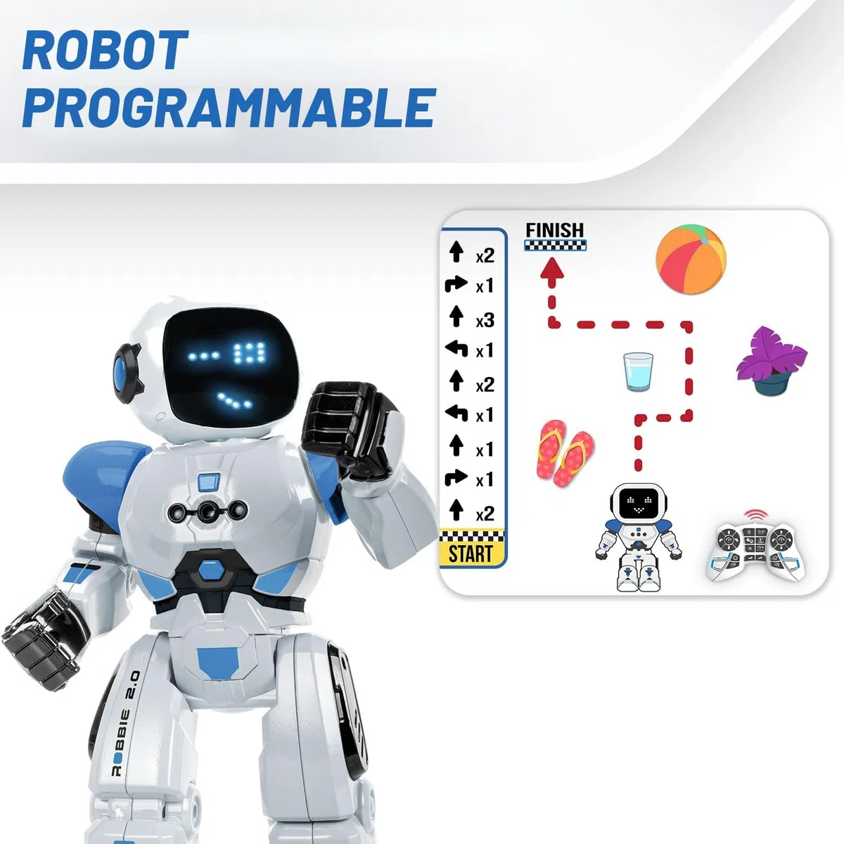 Xtrem Bots - Robbie | Robot Enfant | Robot Telecommande Et Programmable Jusqu'à 50 Actions | Jouet Enfant 5 Ans Garçon | Jouet Fille 5 Ans Et Plus