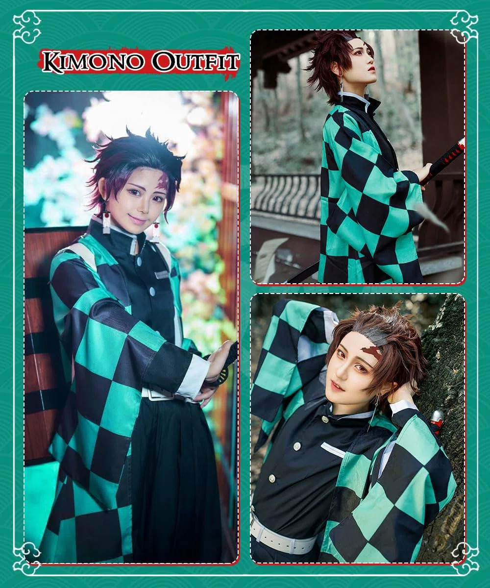 Cosplay Nezuko Tanjirou, Déguisement Kamado Nezuko Tanjirou Kochou Shinobu Mitsuri, Cadeau pour Enfants Adulte, Ensemble de Cape Kimono pour Carnaval Halloween