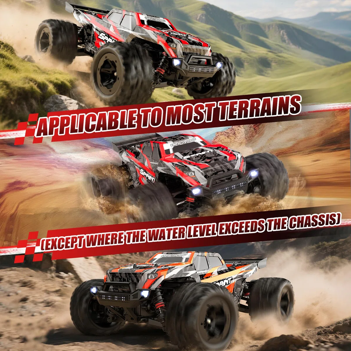 Voiture Télécommandée 40 KM/H, 1:18 Voiture Télécommandée Tout Terrain avec LED, 4WD Voiture RC Drift Car Rapide, 2,4 GHz Buggy Telecommande avec Batterie pour Adulte Fille Garcon Enfant
