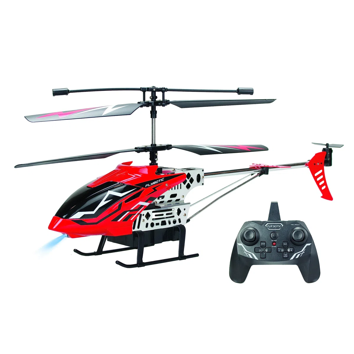 FLYBOTIC - Sky Knight - Hélicoptère extérieur 43 cm enfant et adulte - Technologie 2.4 Ghz - Effets lumineux - Usage Intérieur/Extérieur - 3 canaux de vol - Gyroscope intégré - Dès 14 ans