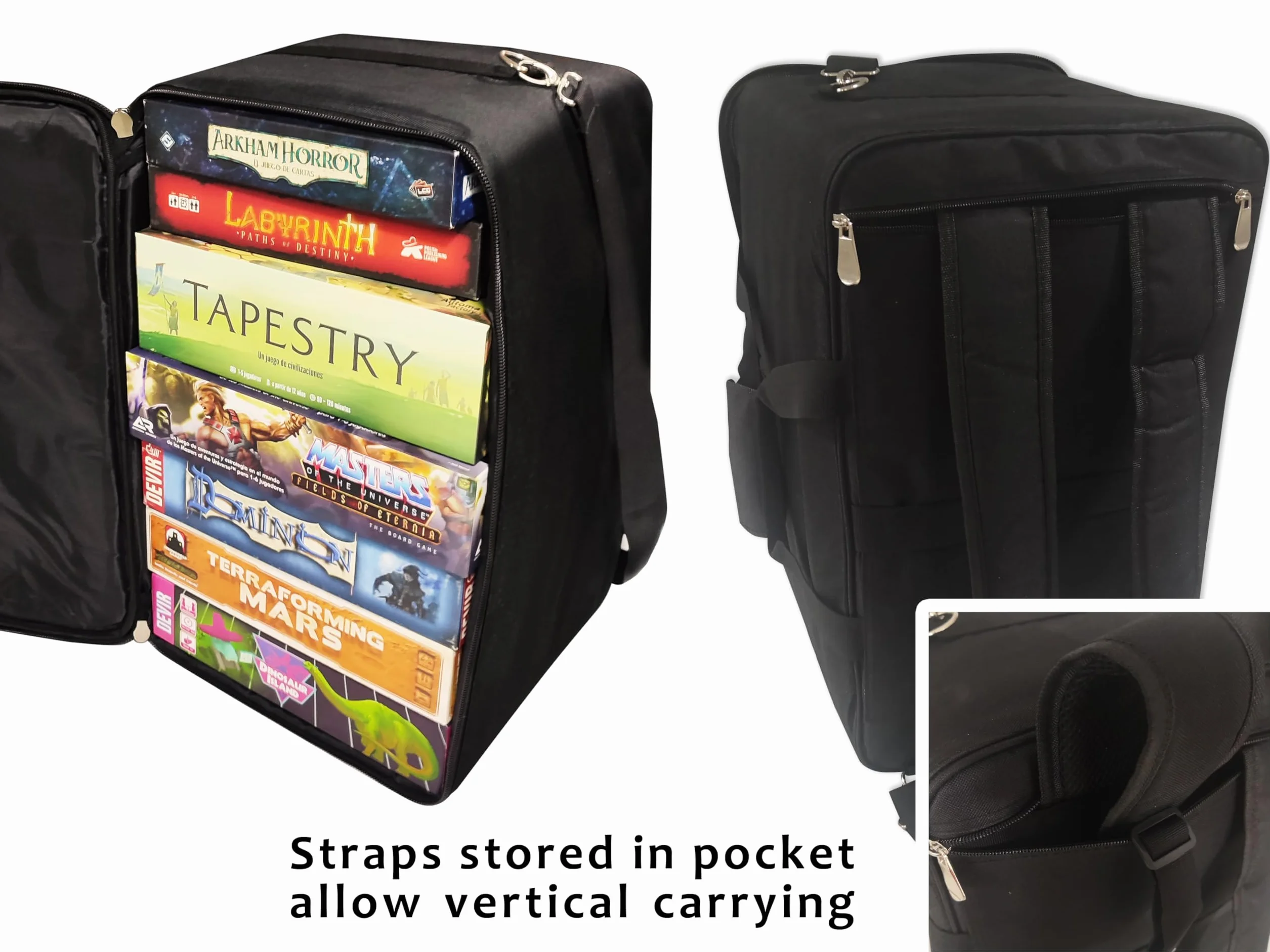 Board Game Package |Sac à Dos pour Transporter de Grands Jeux de société | Grande capacité, POLYVALENCE et Protection | Rembourrage 10 mm, poignée, bandoulière et Poche extérieure