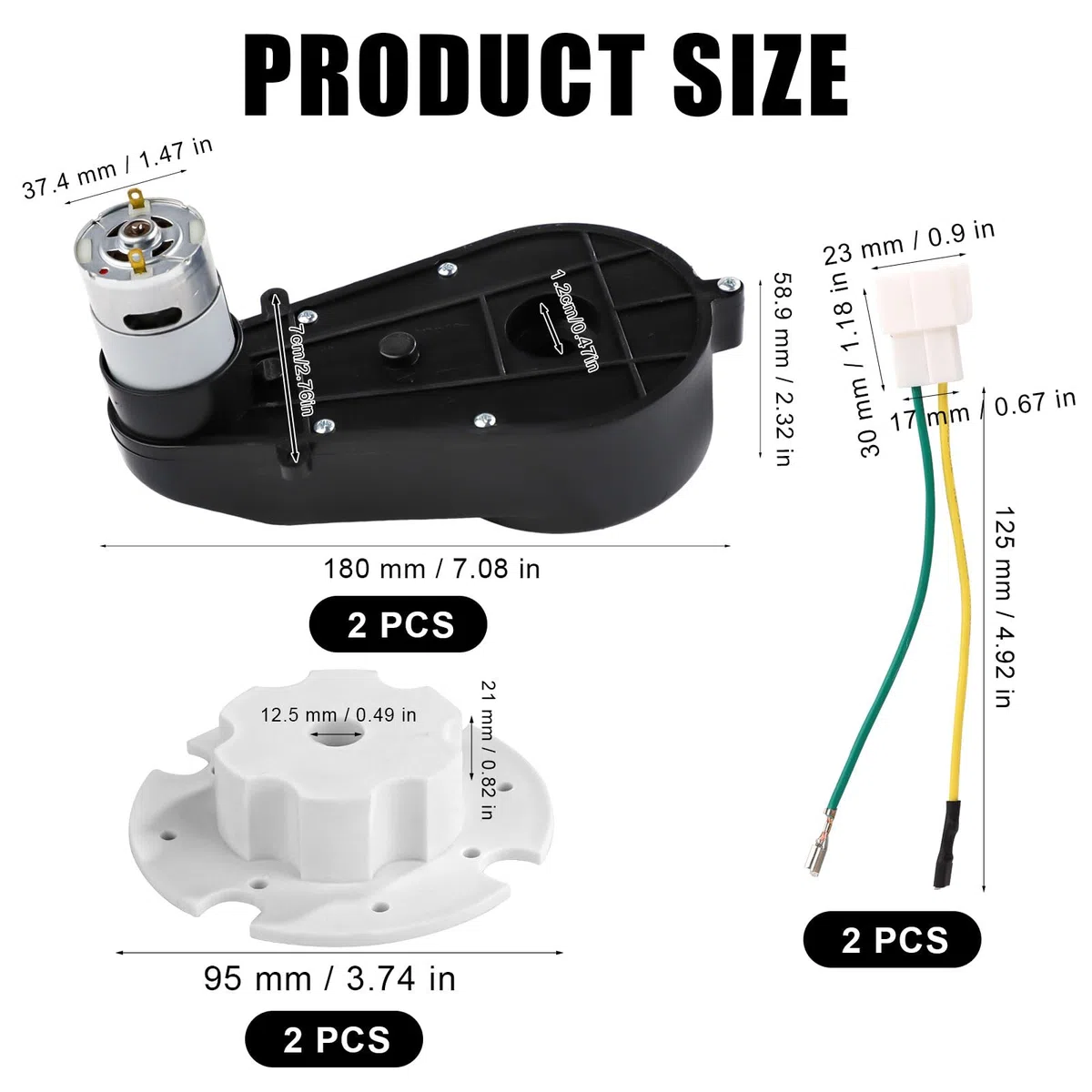 lasuroa 2pcs Boîte de Vitesses Moteur 24V pour Power Wheels, Haute Vitesse 35000 TR/Min Moteur d'Entraînement RS550 Boîte Vitesses Électrique Kit Mise à Niveau pour Voiture Jouet pour Enfants Camion
