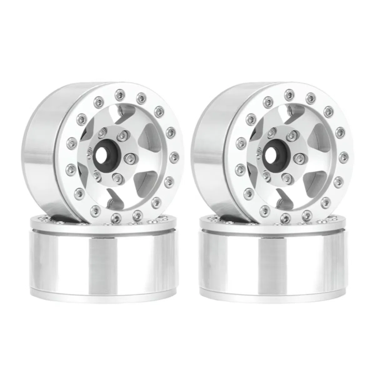 RC Pneus Jante pour JIMNY CC01 AX90069 1/10 Jante Métallique De 1,55 Pouce pour Voiture d'escalade Accessoires Et Pièces De Rechange(Silveredged)