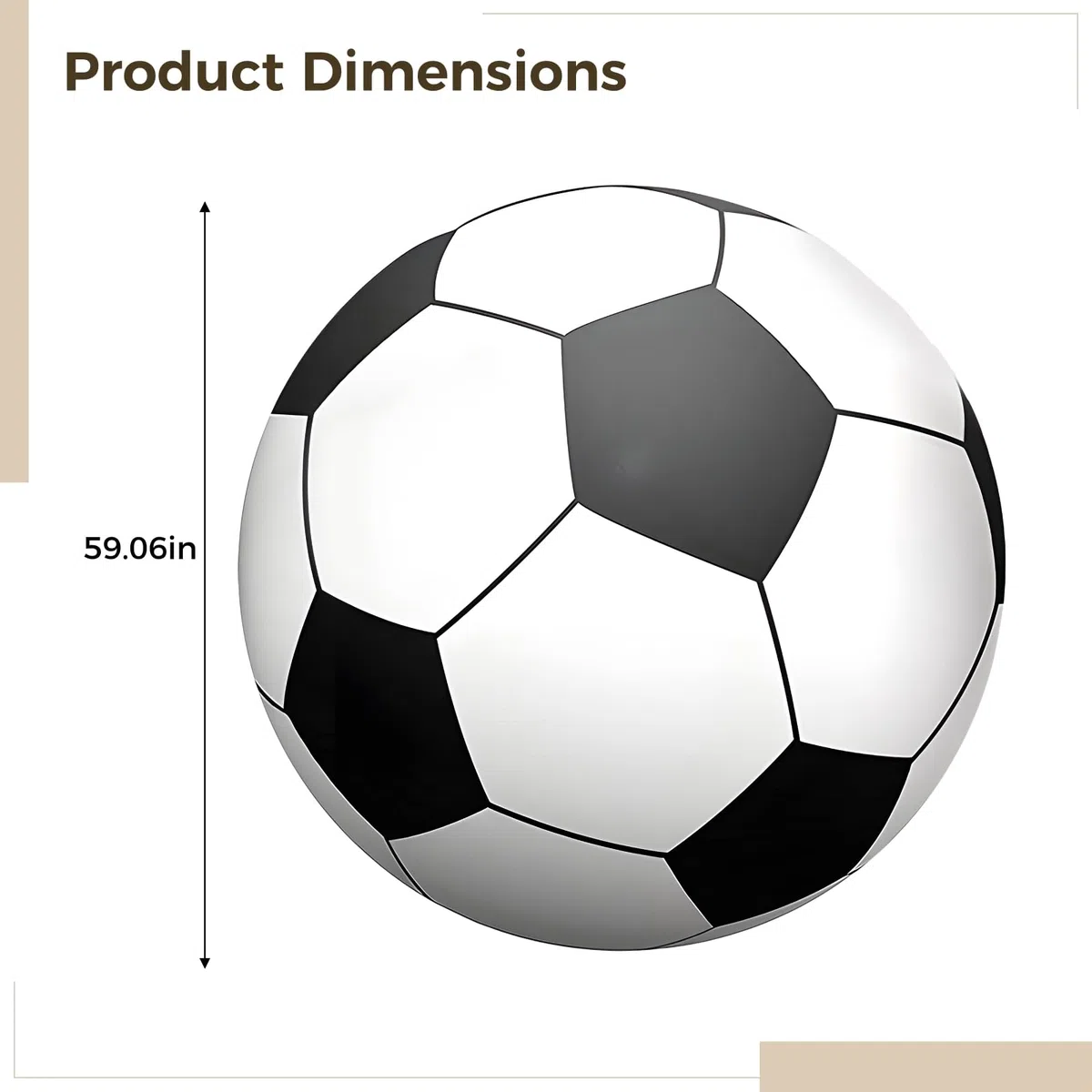 Ballon de plage gonflable noir et blanc, géant de 150 cm, en PVC durable pour s'amuser en plein air, idéal pour les fêtes, les écoles et les événements sportifs