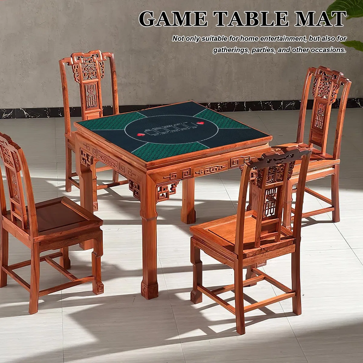 Tapis de Poker Motif Imprimé, Facile à Transporter Ranger Rectangulaire en Tissu Vert pour Tournois de Poker et Jeux de Rôle
