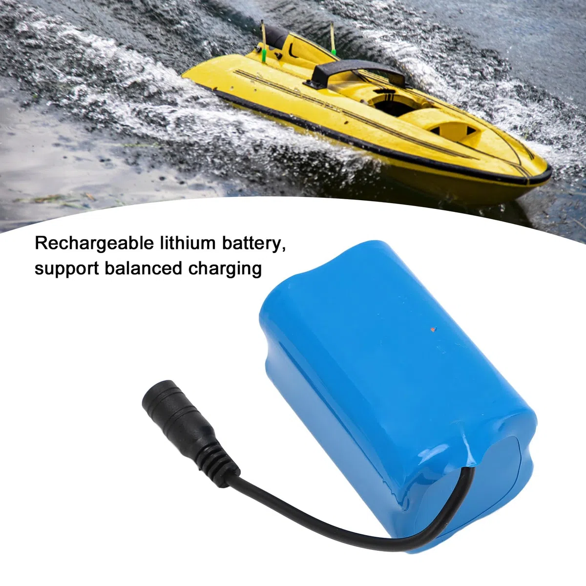 Luocute Batterie de Bateau Gigogne RC, Batterie au Lithium Rechargeable 7,4 V 12 000 MAh avec Charge équilibrée, pour Bateau-appât de Pêche et Télécommande