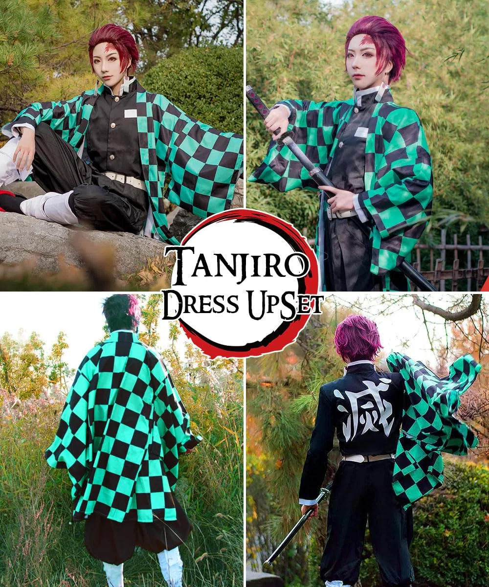 Cosplay Nezuko Tanjirou, Déguisement Kamado Nezuko Tanjirou Kochou Shinobu Mitsuri, Cadeau pour Enfants Adulte, Ensemble de Cape Kimono pour Carnaval Halloween
