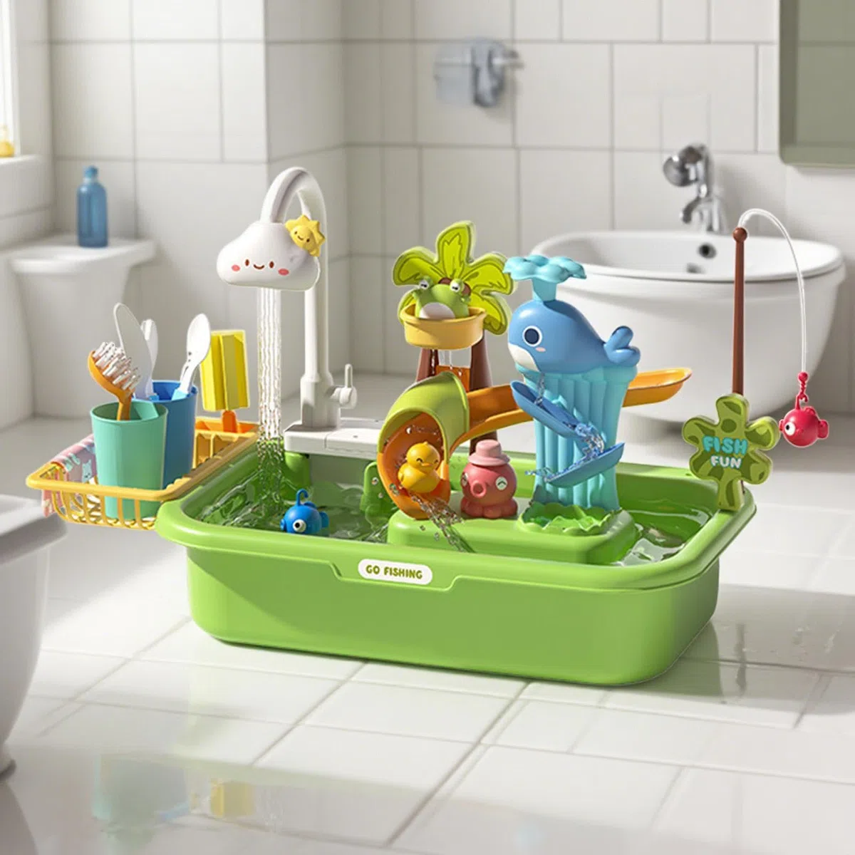 Générique Table de Jeux d'eau Table de Sable et d'eau pour | Jouet Éducatif Interactif avec Pompe pour Plage Extérieur Développe Coordination Main-Œil Jardin Maison