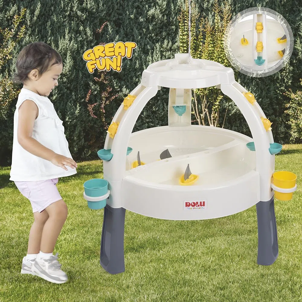 DOLU Table à Sable et à Eau Amusante pour Enfants, Table d'activités pour Jeux d'eau et de Sable, Blanc/Gris, à partir de 24 Mois, 82 x 98 x 98 cm