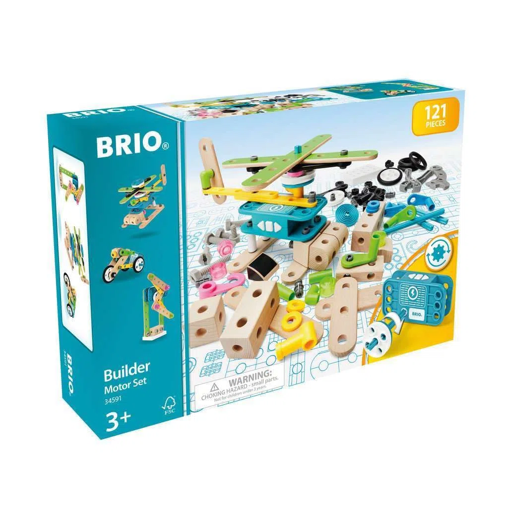 BRIO Builder - 34591 - Coffret Builder et Moteur - 120 pièces - Jeu de construction STEM -Créations libres ou guidées - Pour garcons et filles à partir de 3 ans