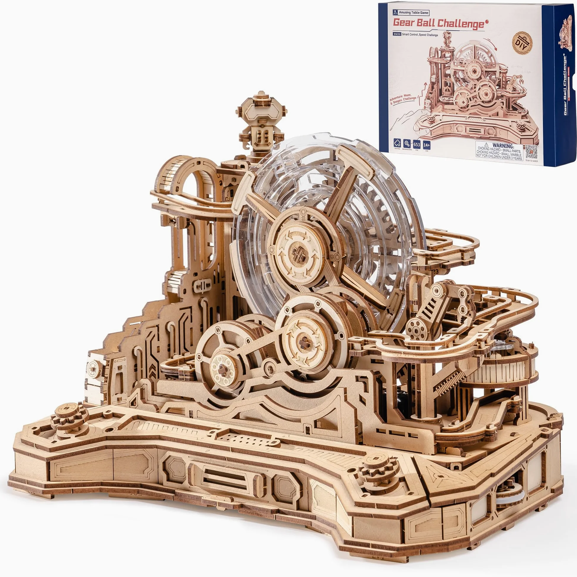 ROKR Puzzle 3D Bois Gear Ball Challenge Circuits de Billes Adulte,Maquette en Bois a Construire DIY Cadeaux pour Hommes et Enfants