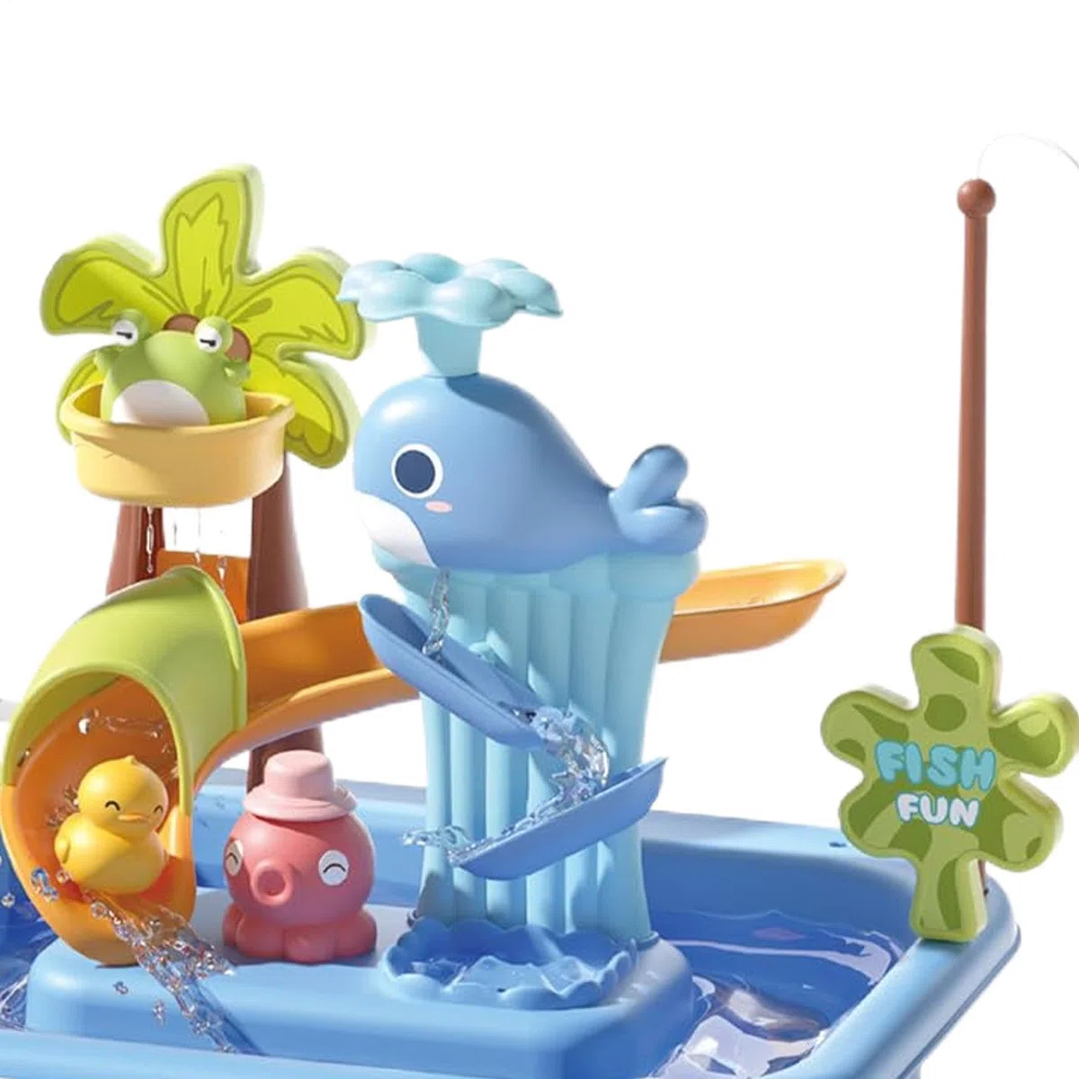 Générique Table De Sable Et d'eau, Evier De Cuisine Jouet avec Pompe Circulation Automatique Et Eau Courante pour Jardin Piscine Exterieur, Peche Ludique pour Coordination