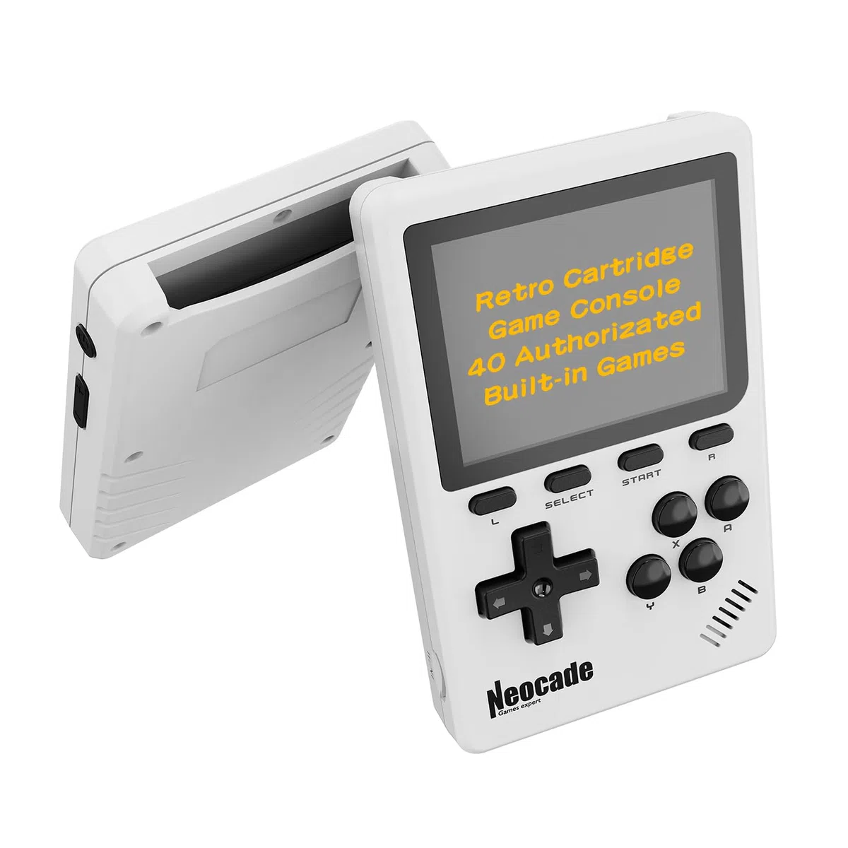Console de Jeu Vidéo Portable Rétro, 40 Jeux Rétro sous Licence Authentique Pico Préinstallés, Compatible avec Cartouche PIKO/GBA – Blanc