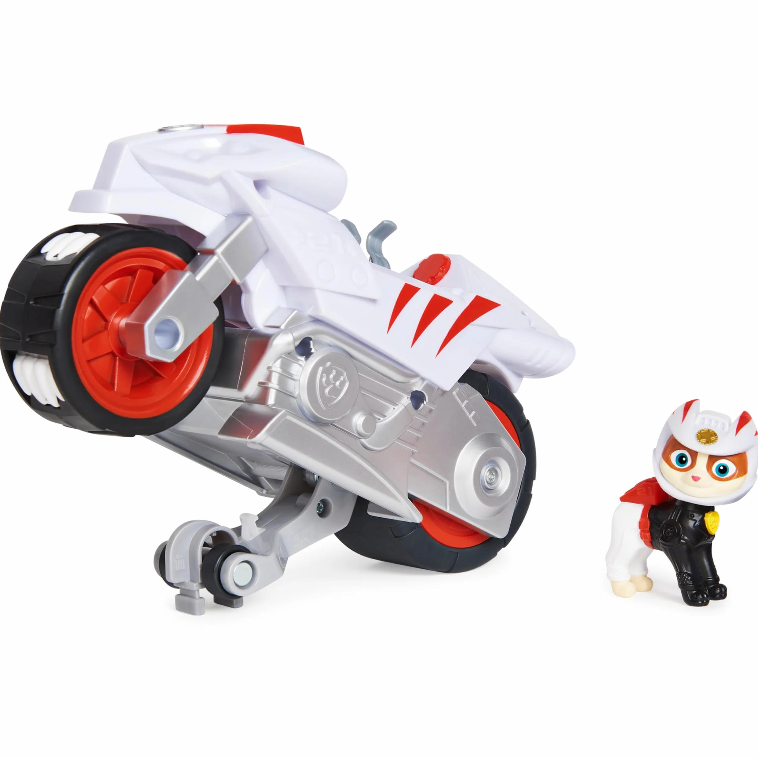 Paw Patrol, Moto Pups Wildcat’s Deluxe Pull Back Motorcycle Vehicle with Wheelie Feature and Figure